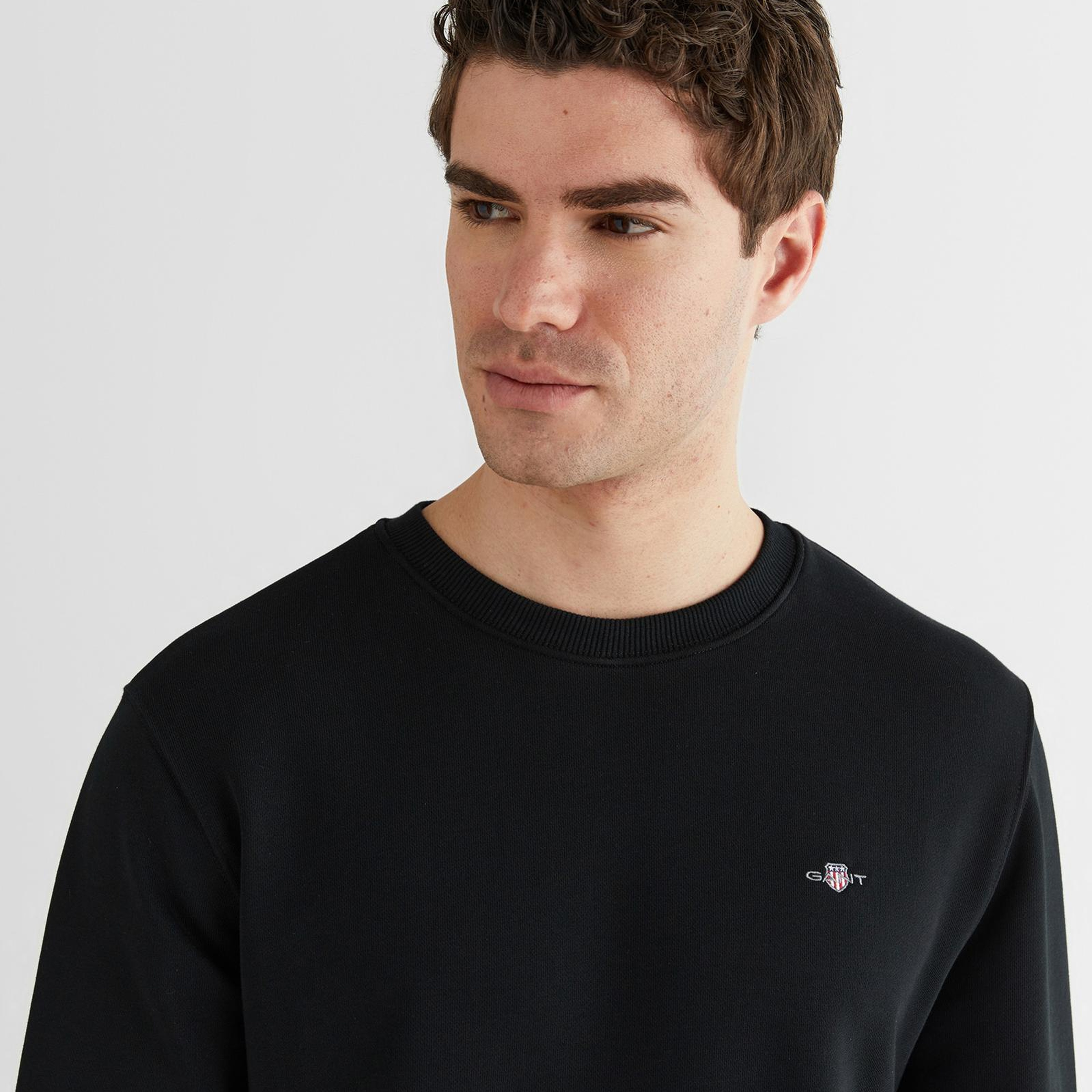 GANT Erkek Siyah Regular Fit Bisiklet Yaka Sweatshirt