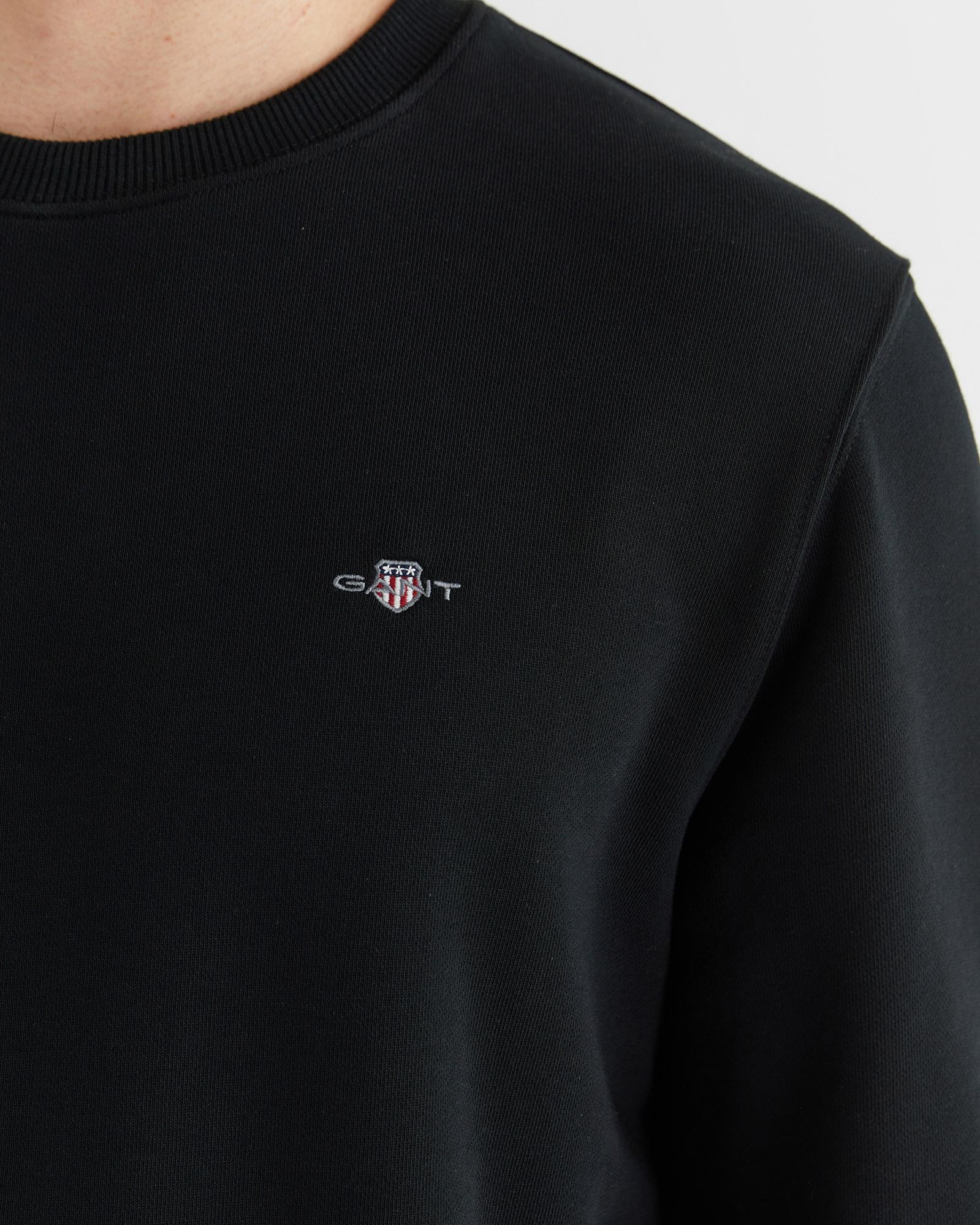 GANT Erkek Siyah Regular Fit Bisiklet Yaka Sweatshirt