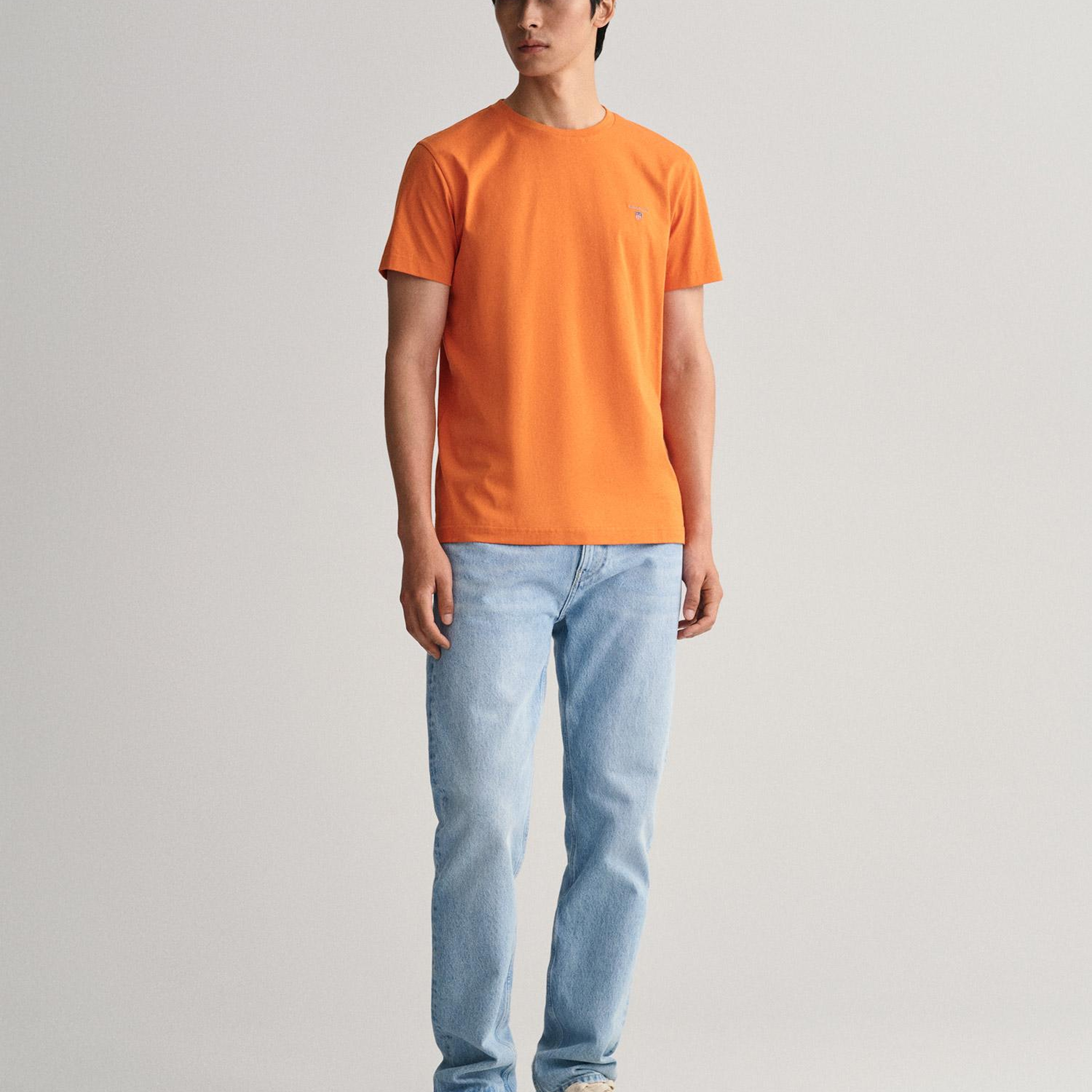 GANT Erkek Turuncu Regular Fit Bisiklet Yaka T-Shirt
