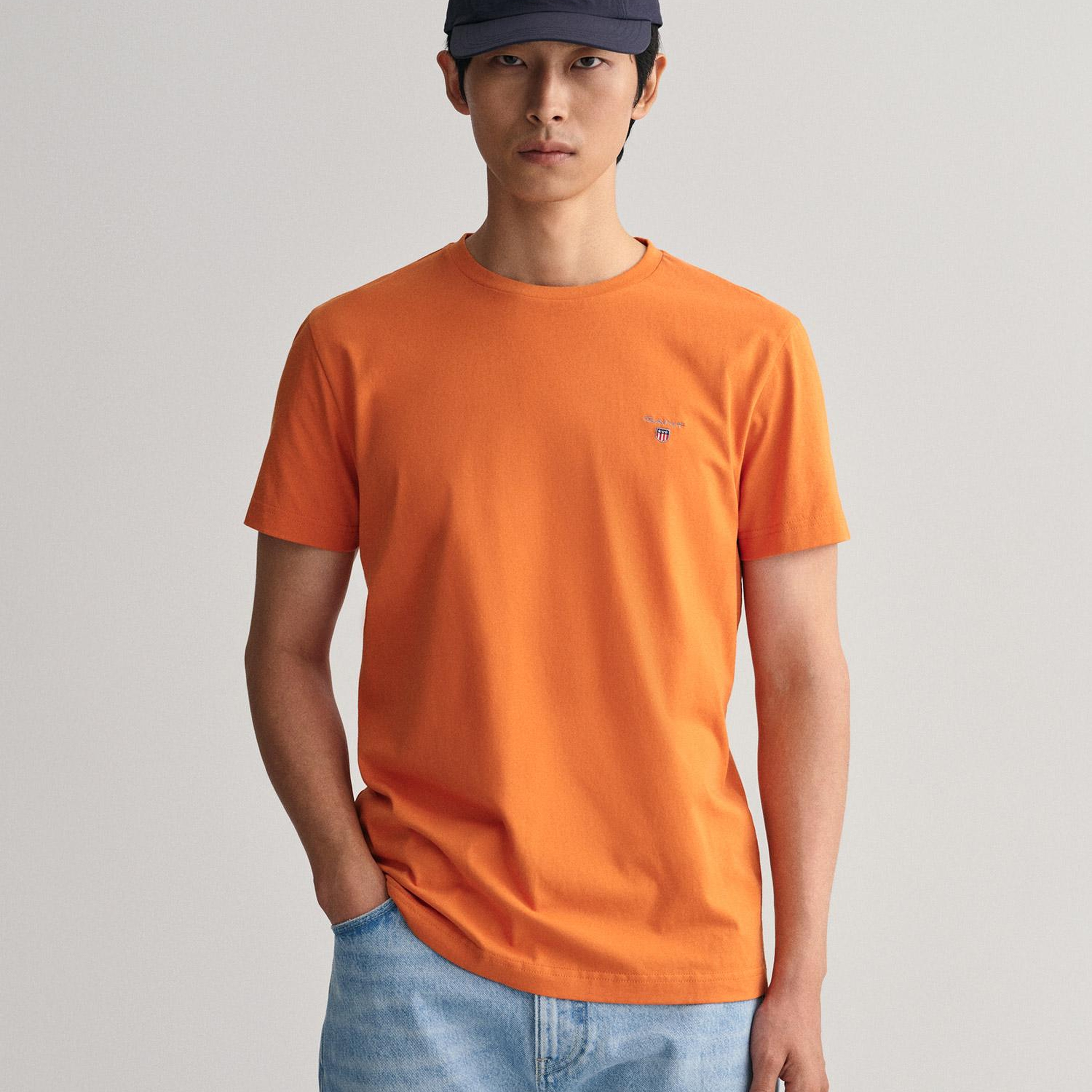 GANT Erkek Turuncu Regular Fit Bisiklet Yaka T-Shirt