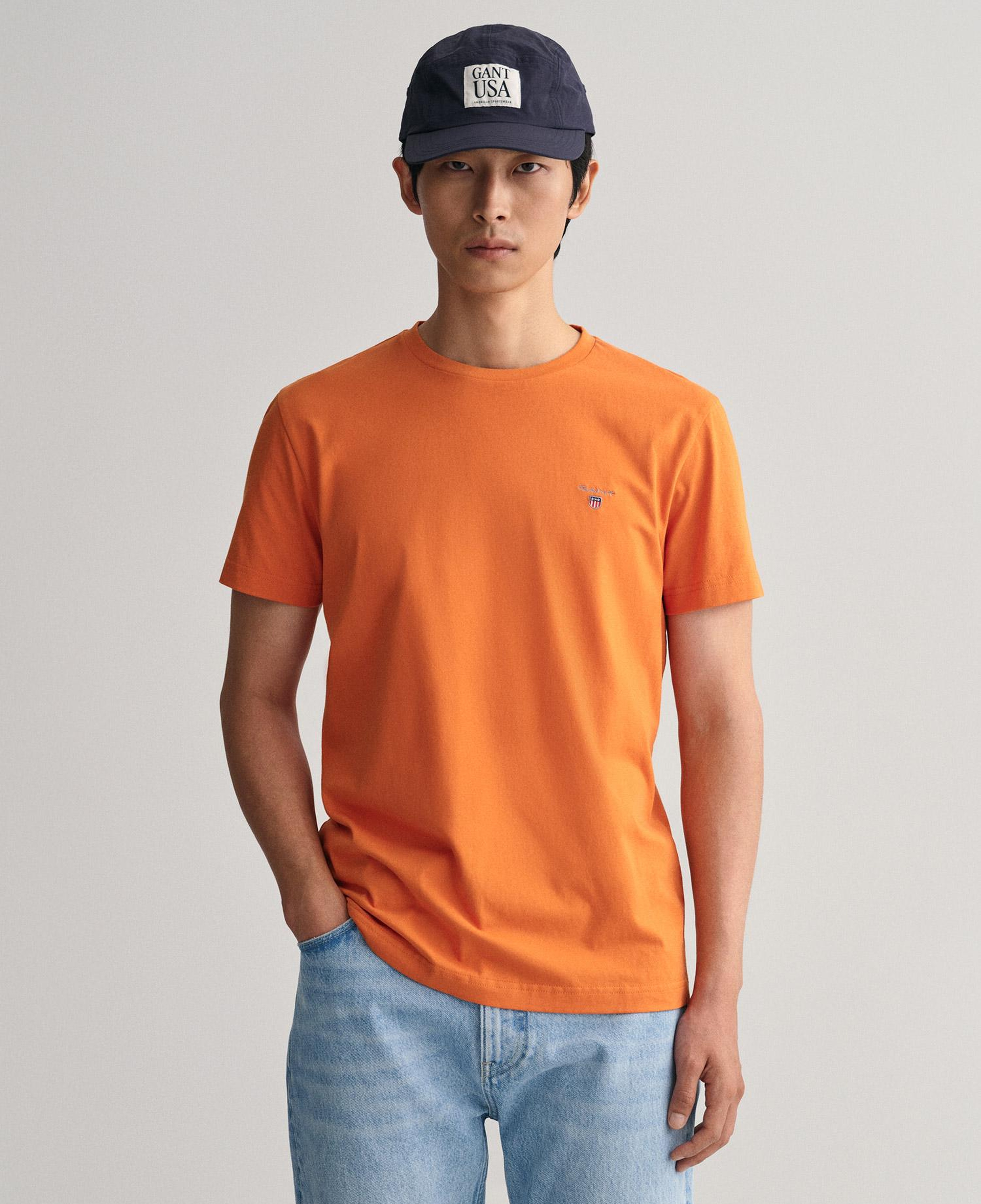 GANT Erkek Turuncu Regular Fit Bisiklet Yaka T-Shirt