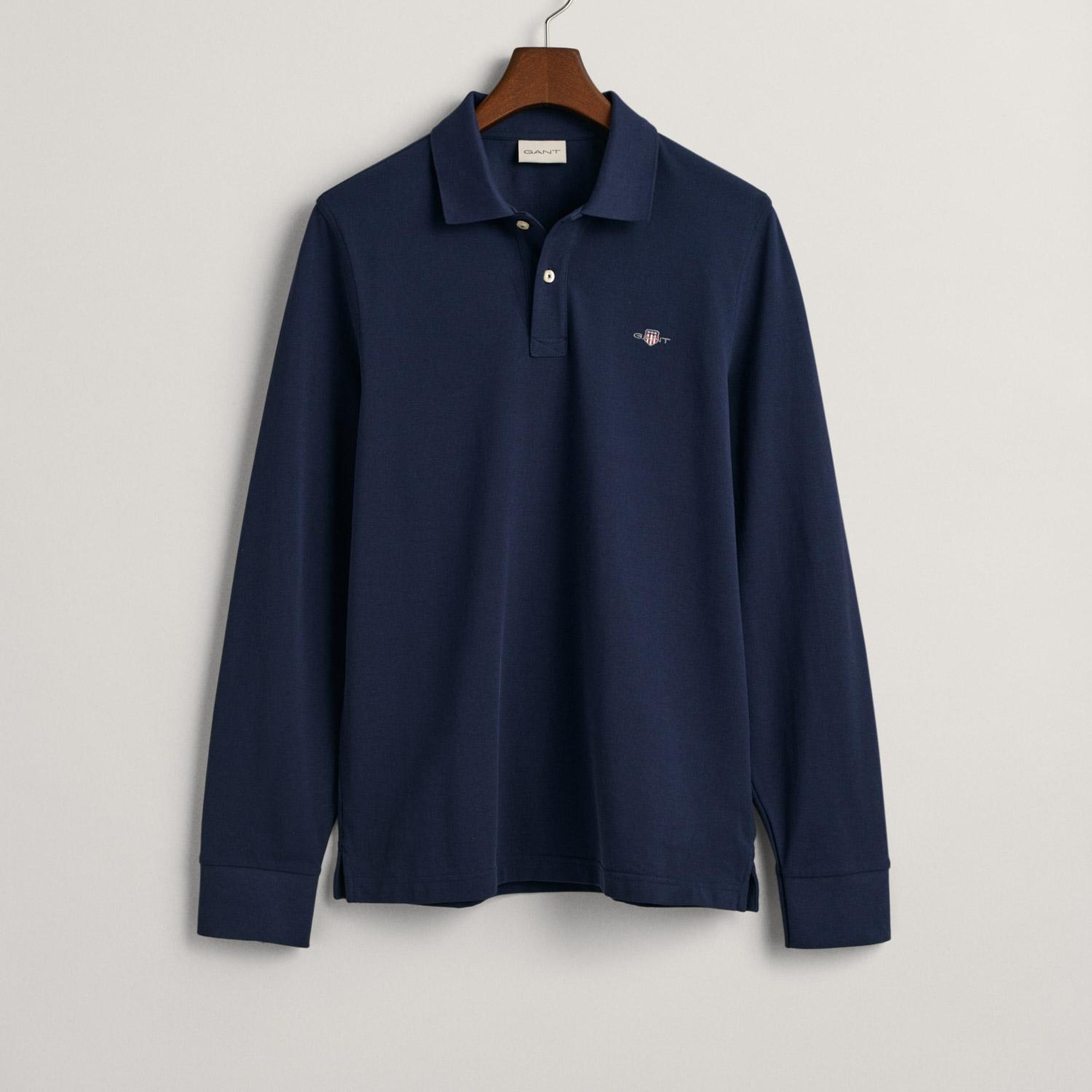 GANT Erkek Lacivert Regular Fit Uzun Kollu Polo