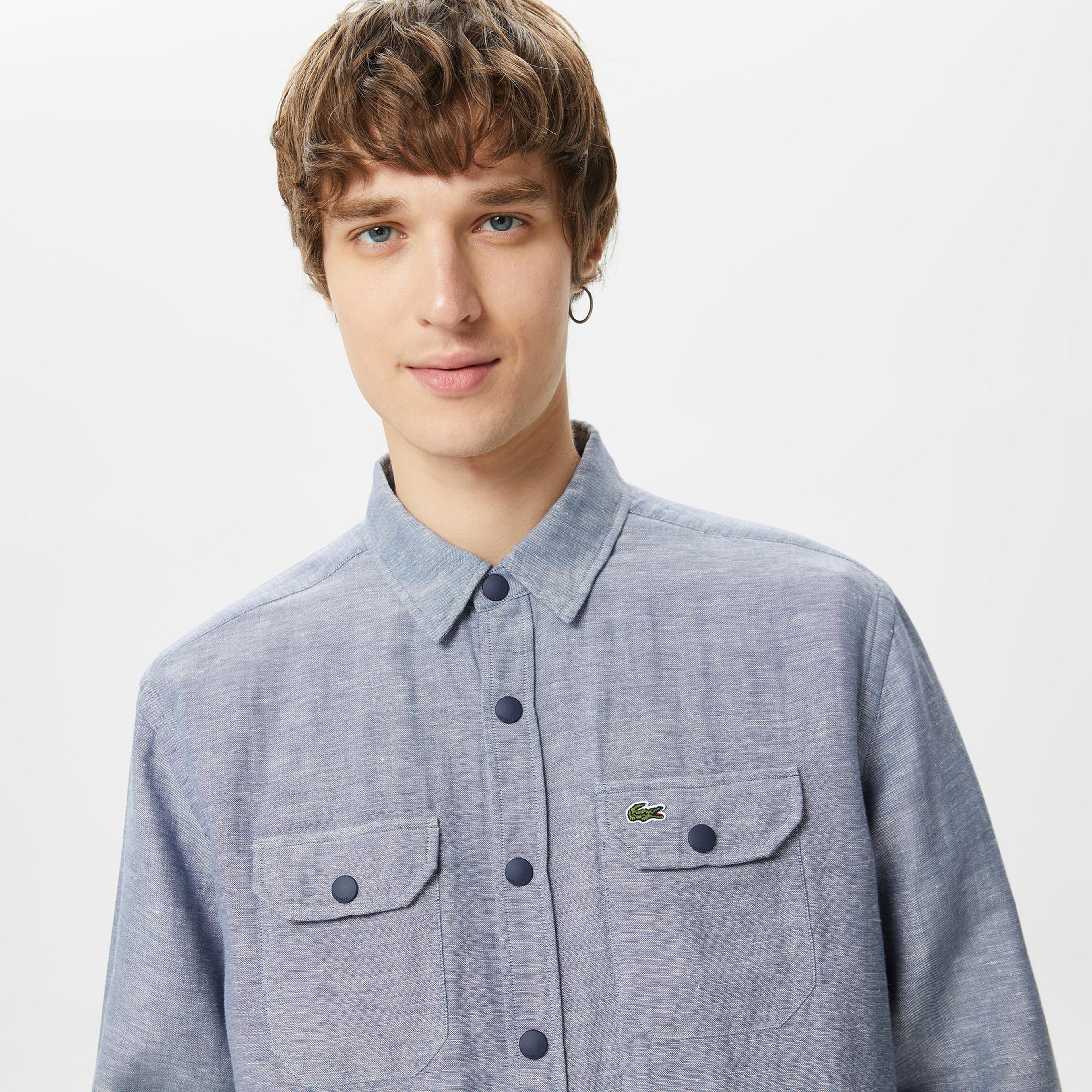 Erkek Relaxed Fit Mavi Gömlek