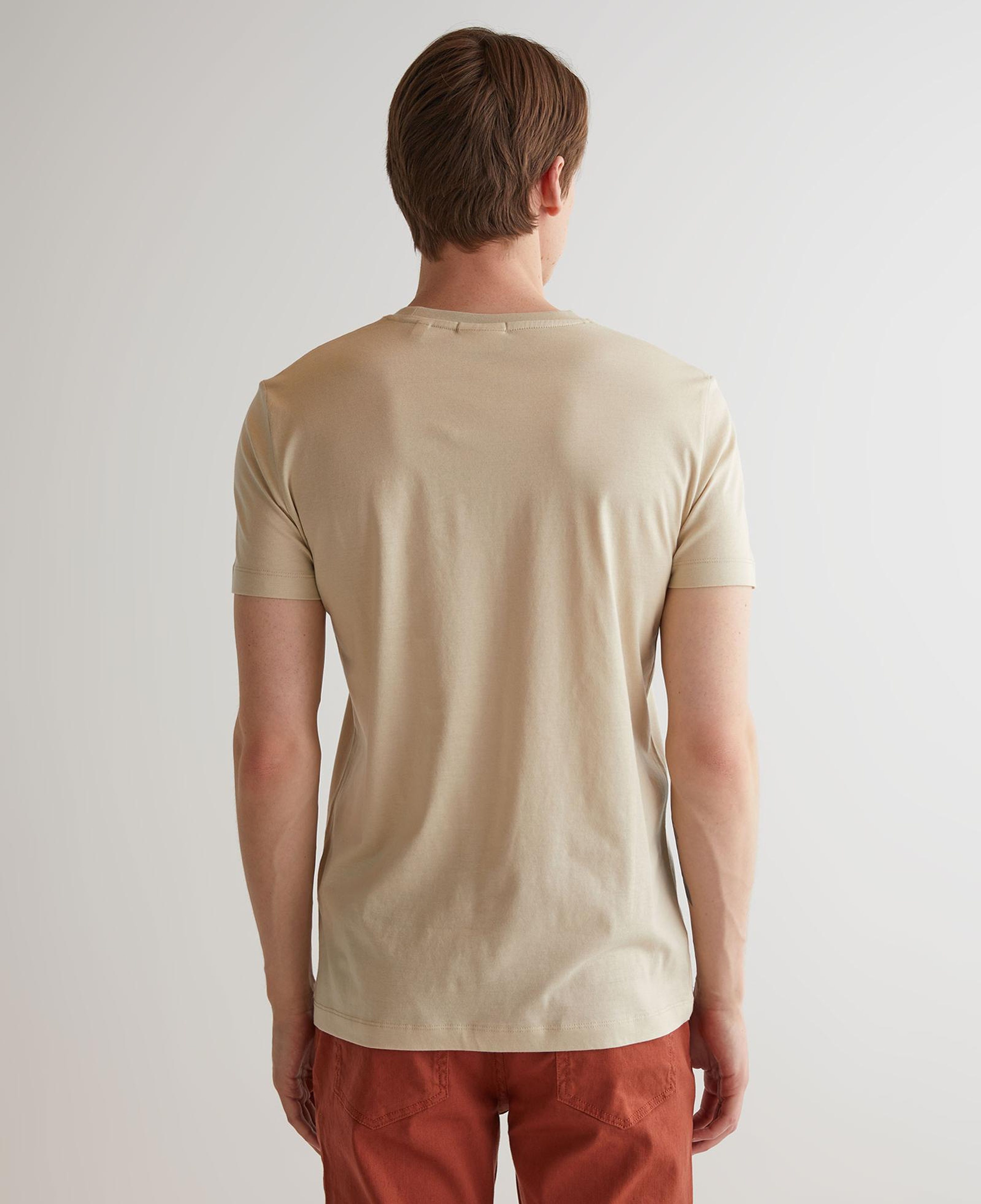 GANT Erkek Bej Slim Fit Bisiklet Yaka Logolu T-shirt