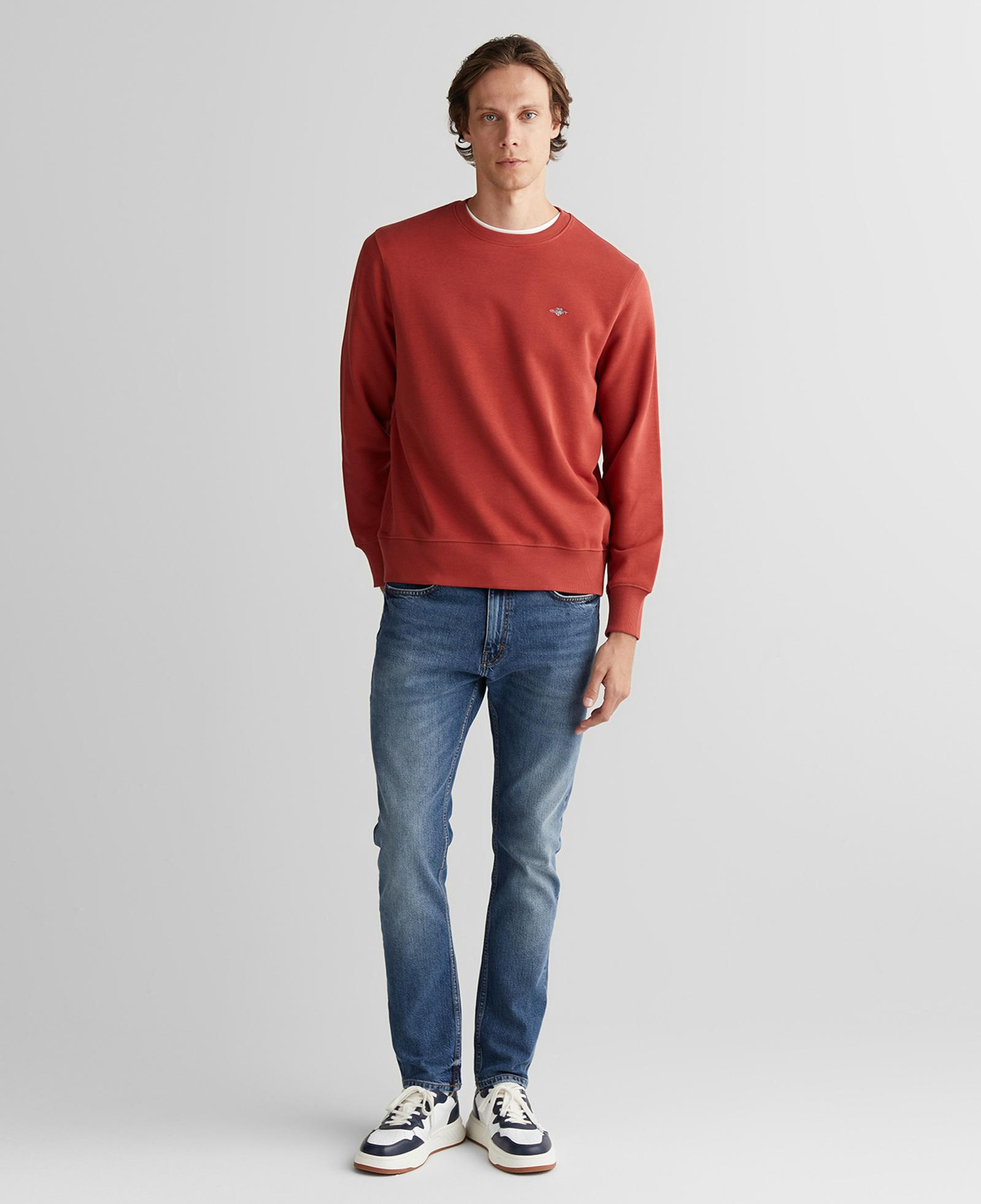 GANT Erkek Kırmızı Regular Fit Bisiklet Yaka Sweatshirt