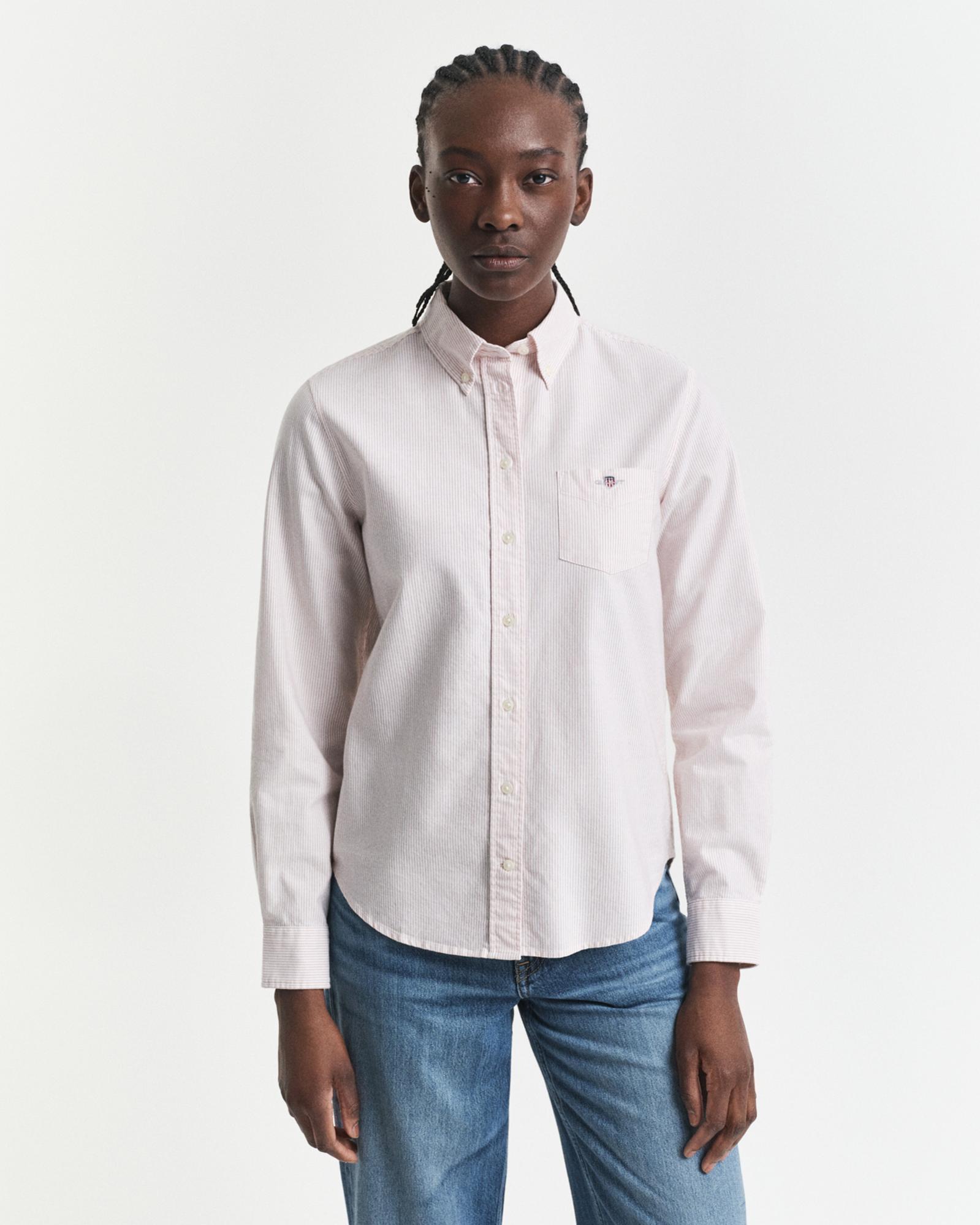 GANT Kadın Pembe Regular Fit Düğmeli Yaka Oxford Gömlek
