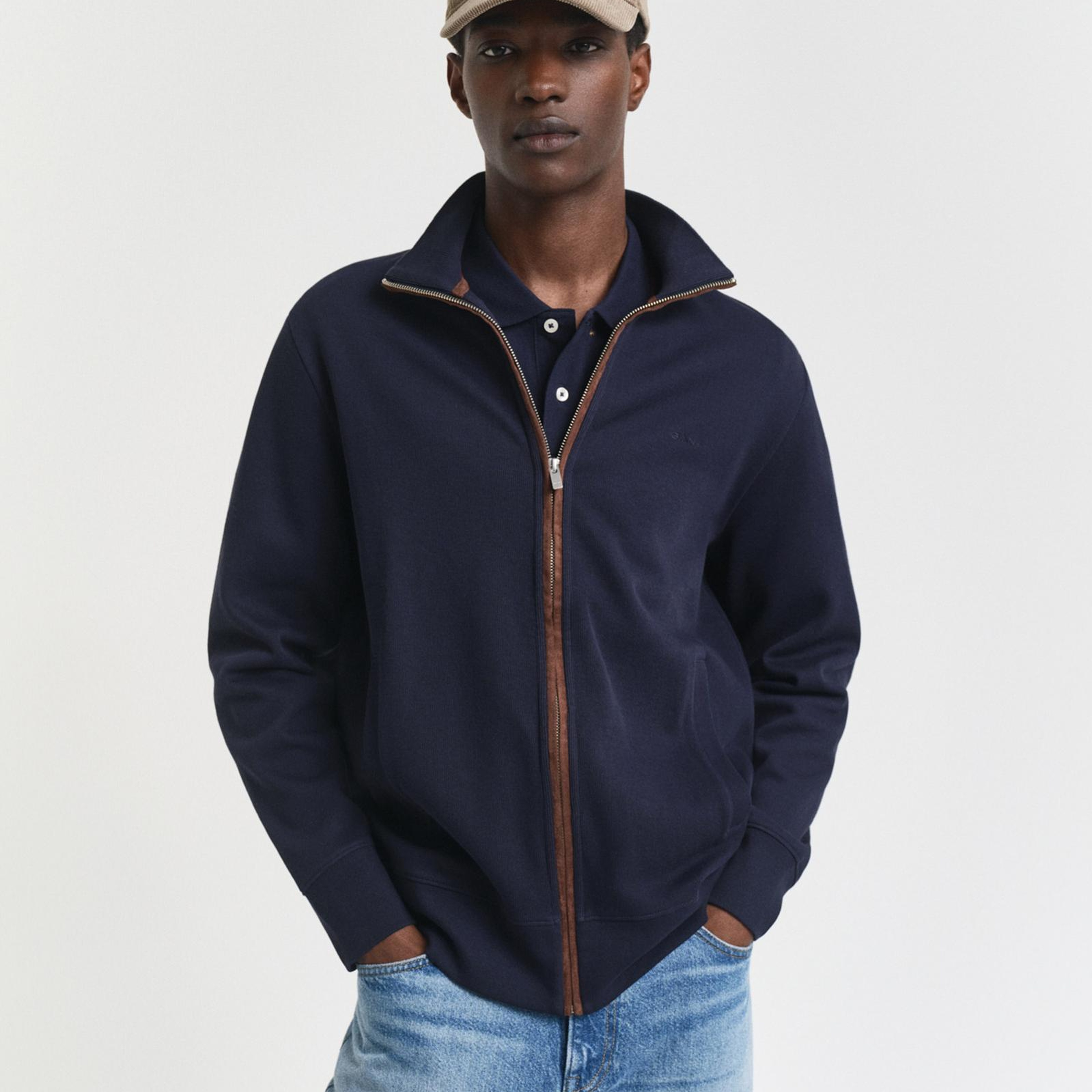 GANT Erkek Lacivert Regular Fit Fermuarlı Hırka