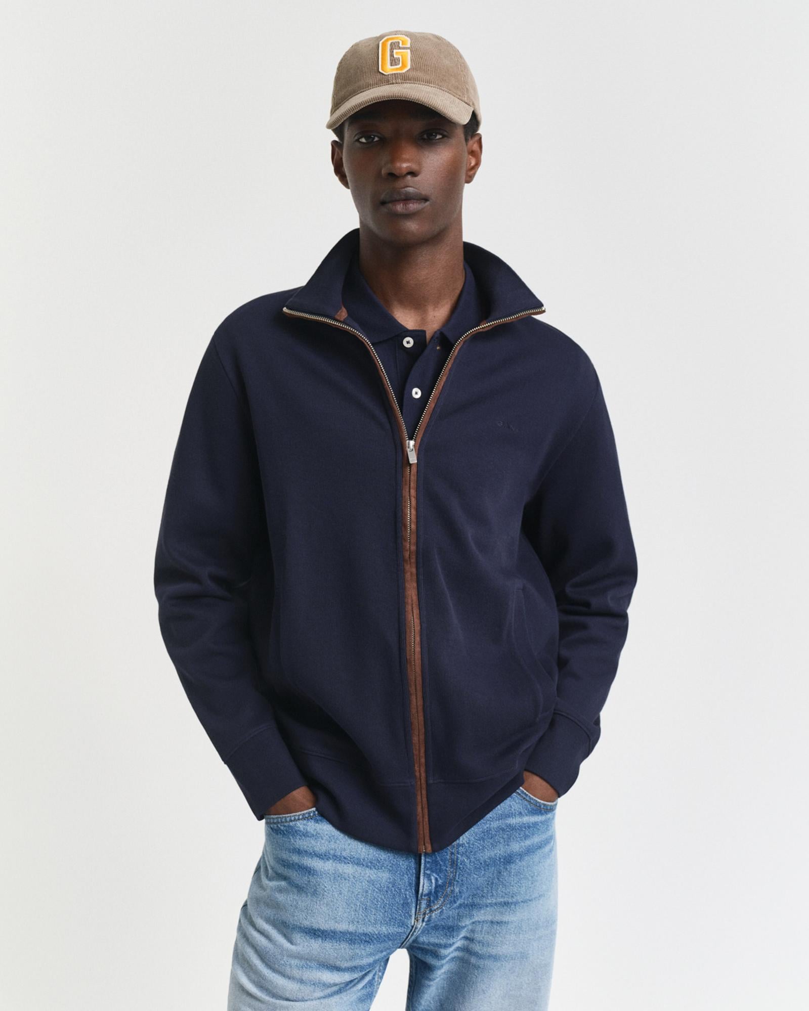 GANT Erkek Lacivert Regular Fit Fermuarlı Hırka