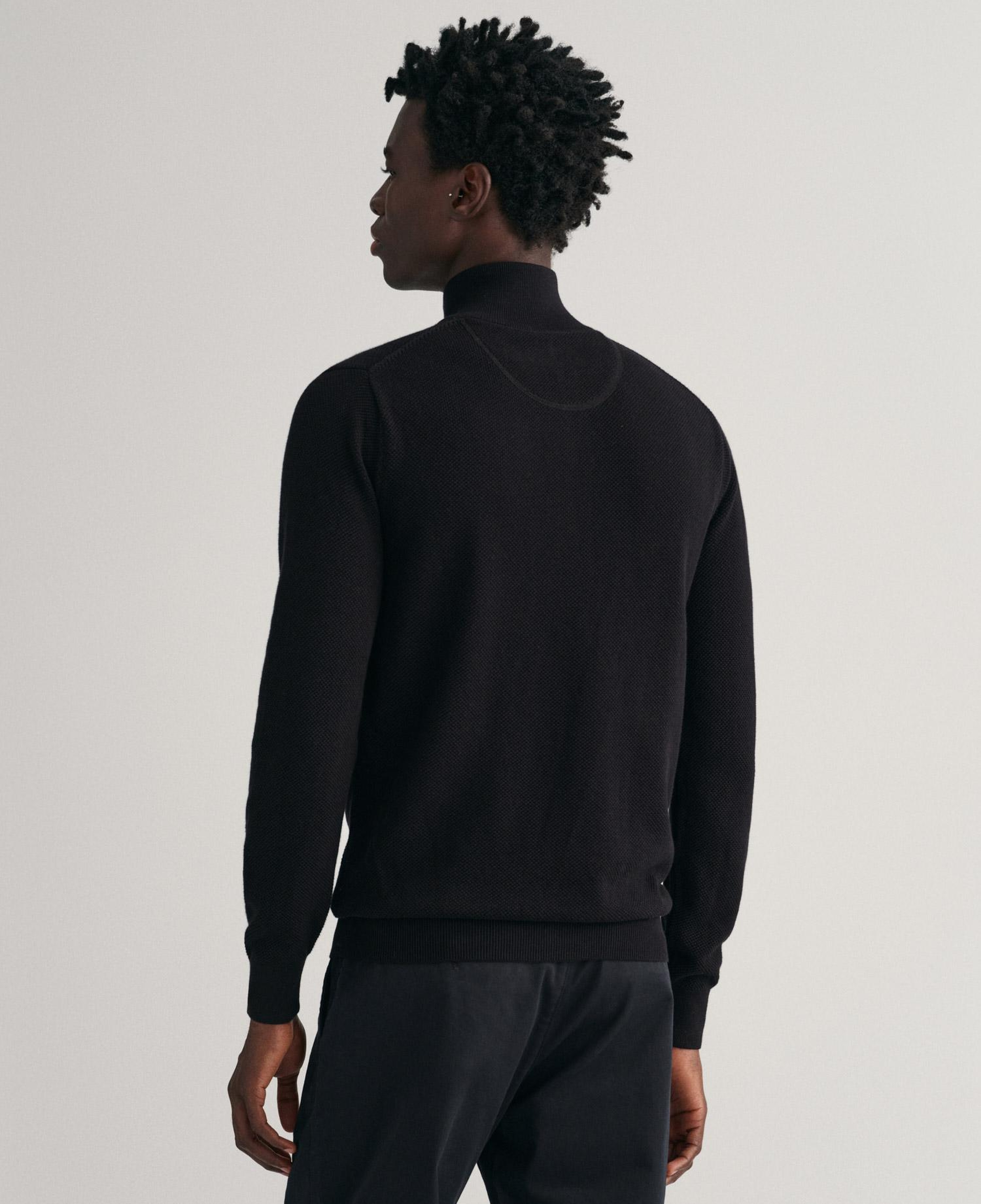 GANT Erkek Siyah Regular Fit Yarım Fermuarlı Kazak