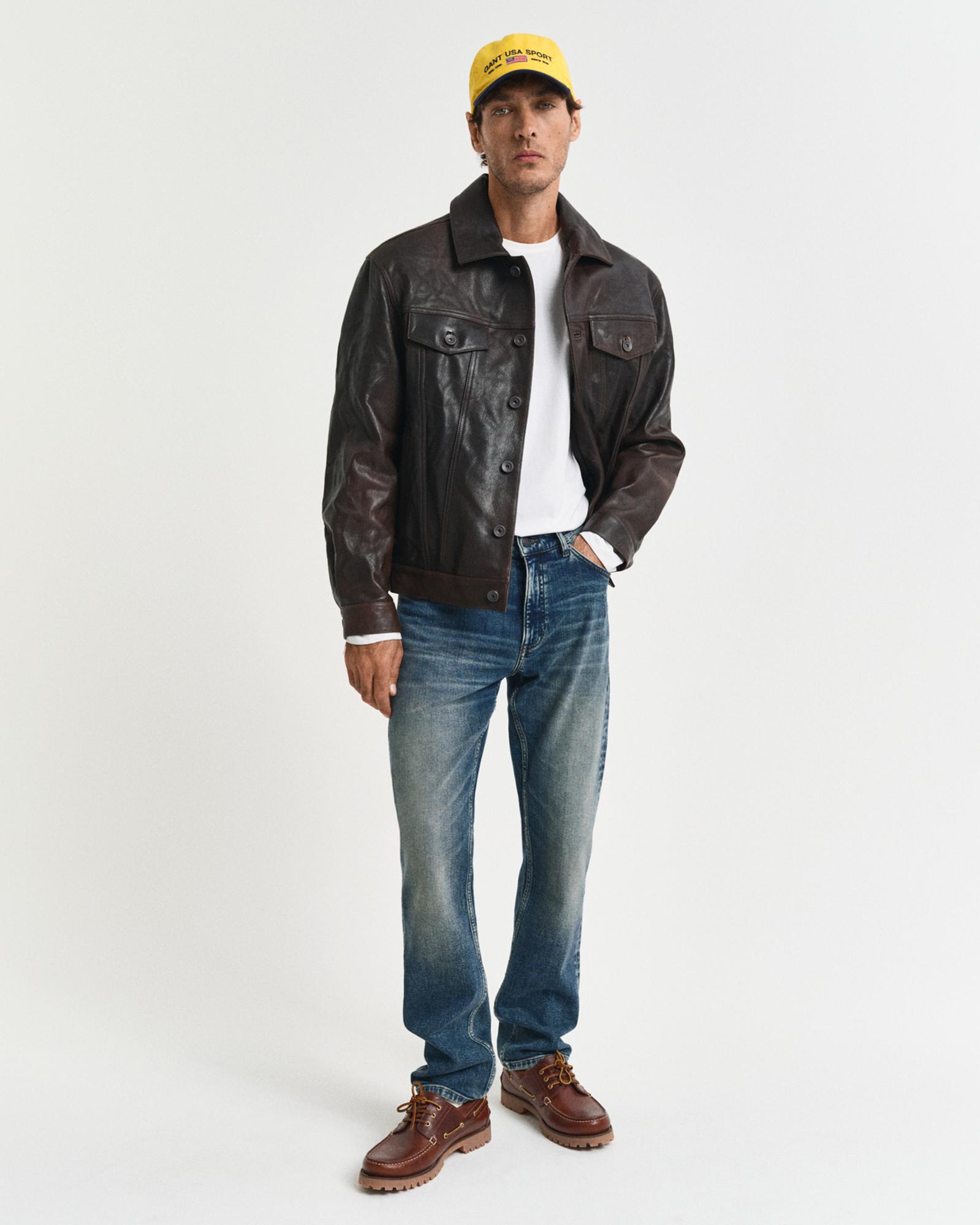 GANT Erkek Beyaz Regular Fit Bisiklet Yaka Uzun Kollu T-Shirt