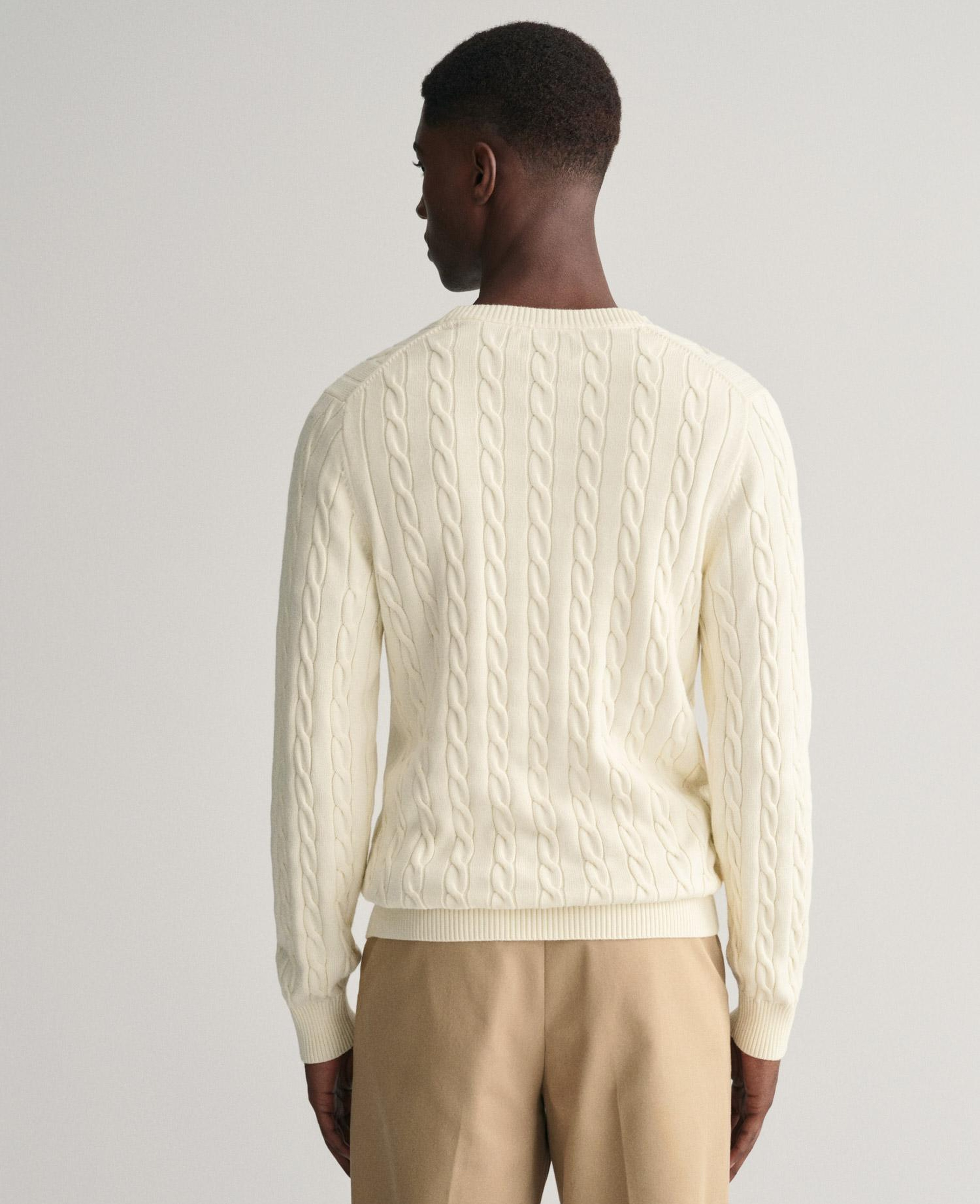 GANT Erkek Krem Regular Fit Bisiklet Yaka Örgü Kazak