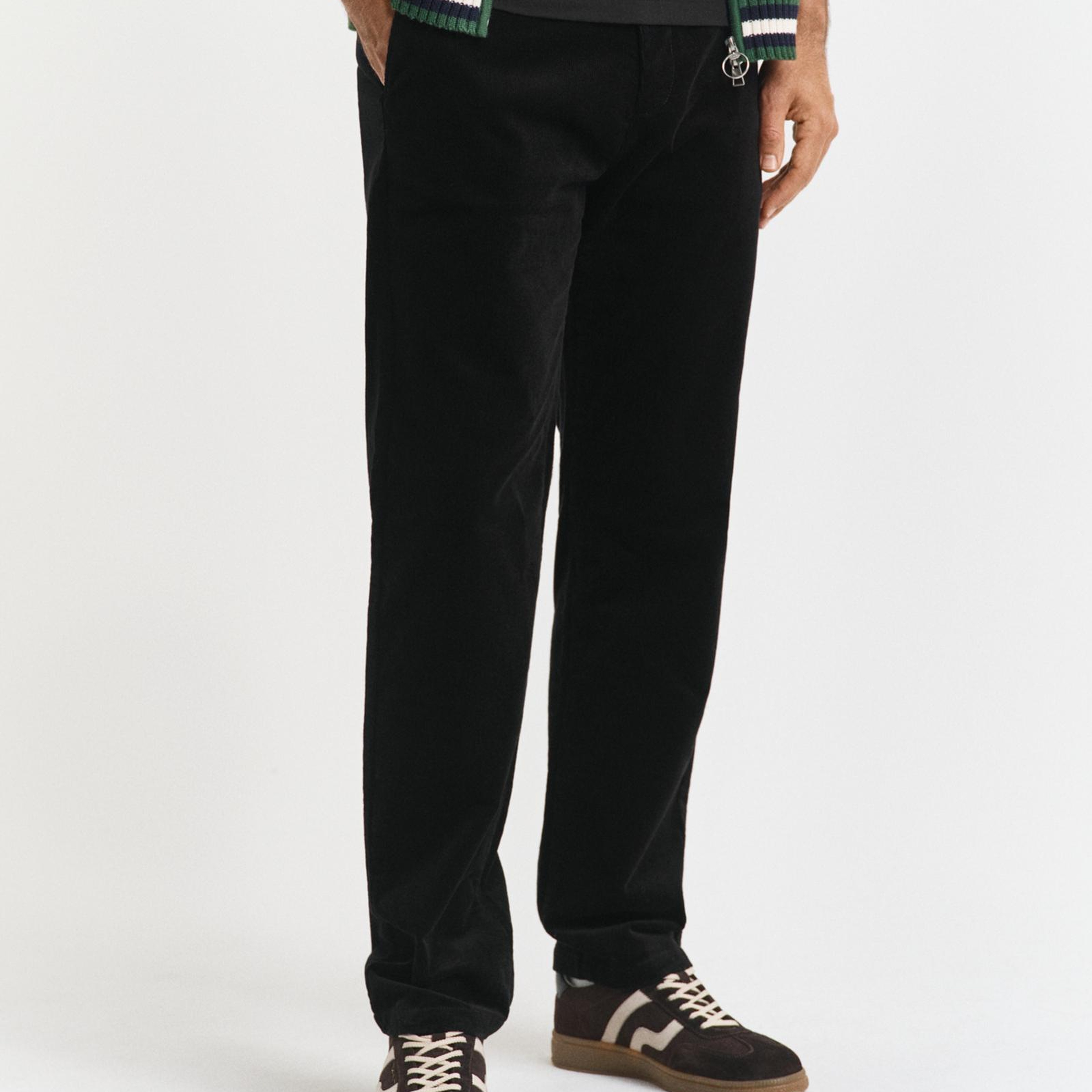 GANT Erkek Siyah Regular Fit Cord Chino Pantolon