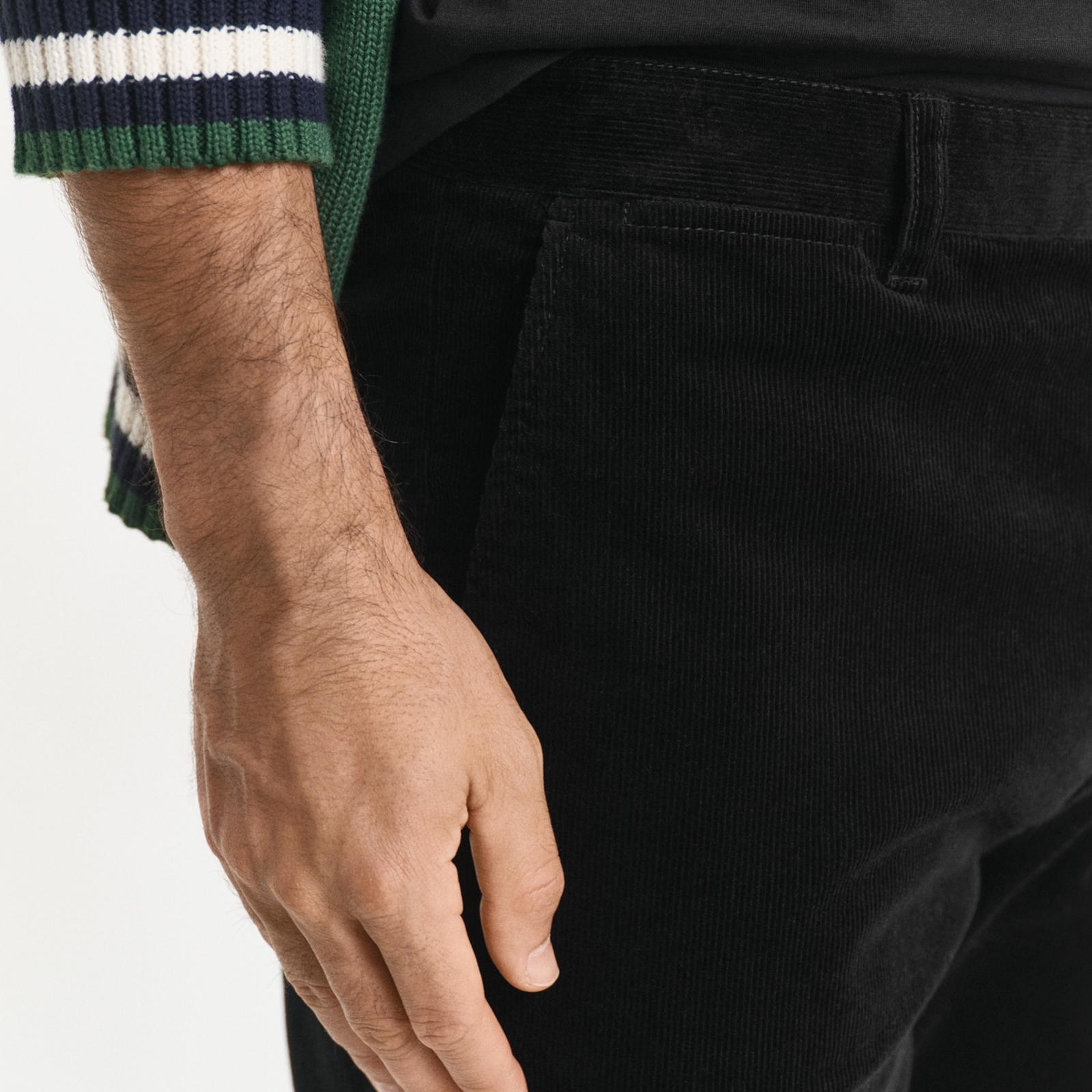 GANT Erkek Siyah Regular Fit Cord Chino Pantolon