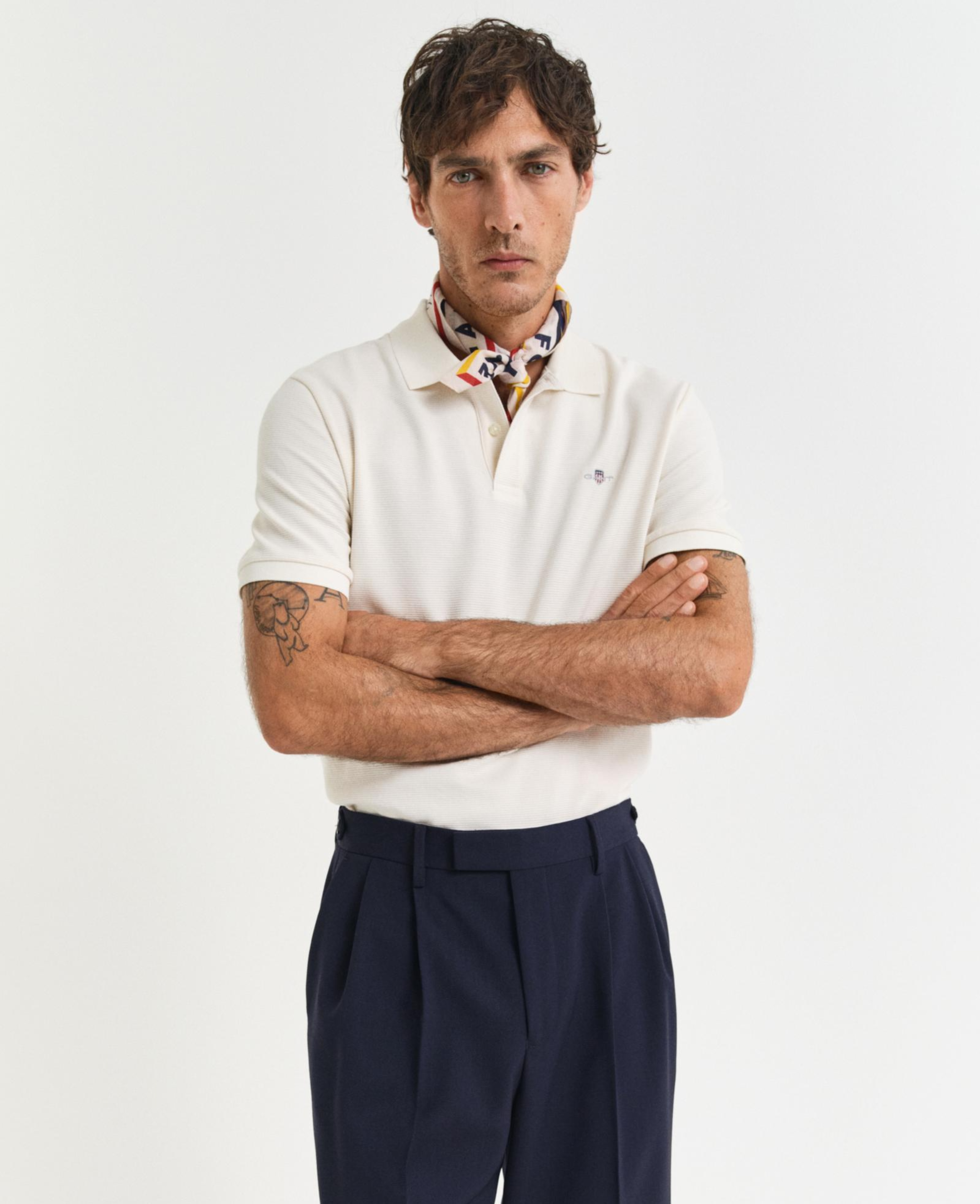 GANT Erkek Krem Regular Fit Logolu Polo Yaka T-Shirt