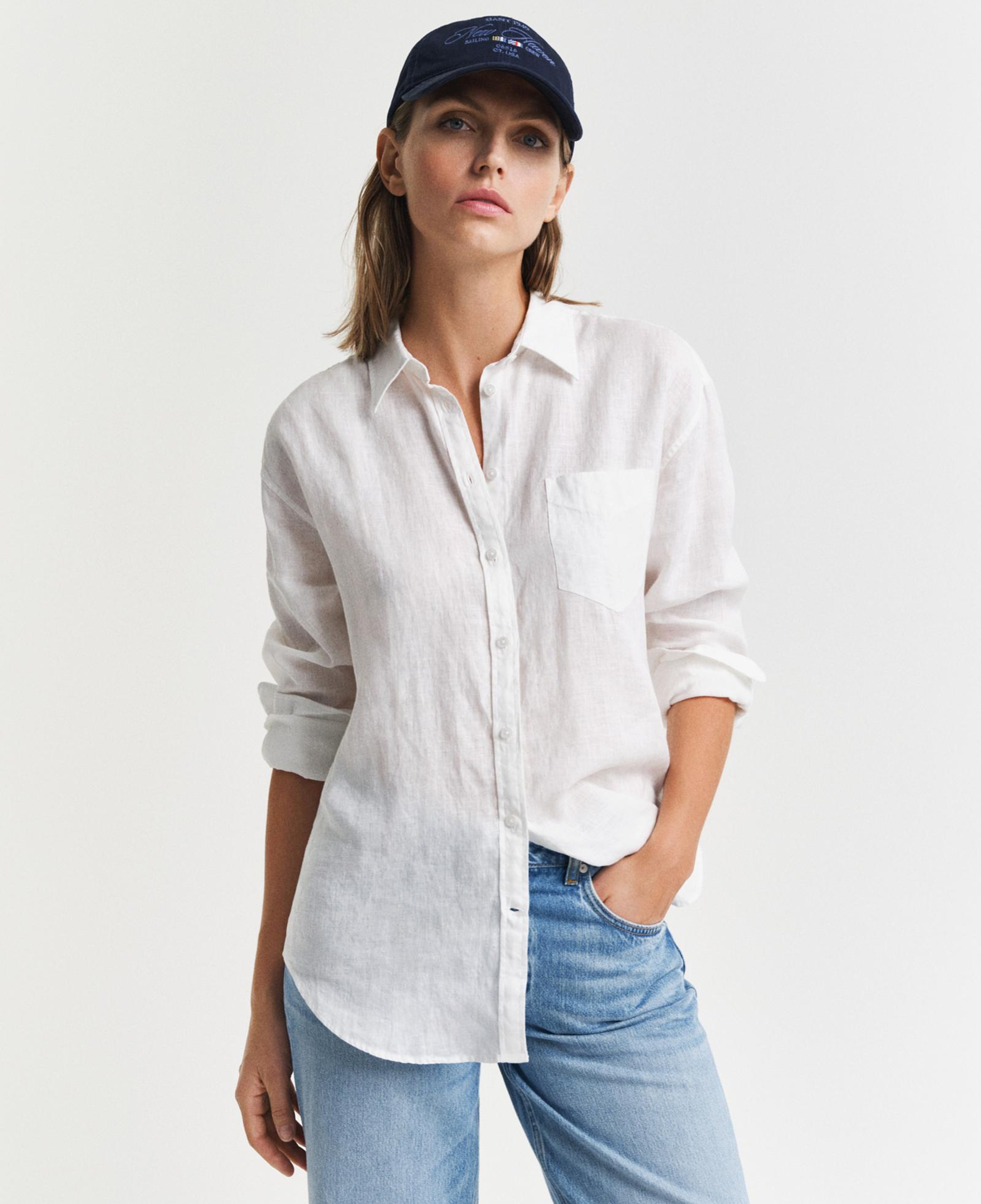 GANT Kadın Beyaz Relaxed Fit Klasik Yaka Gömlek