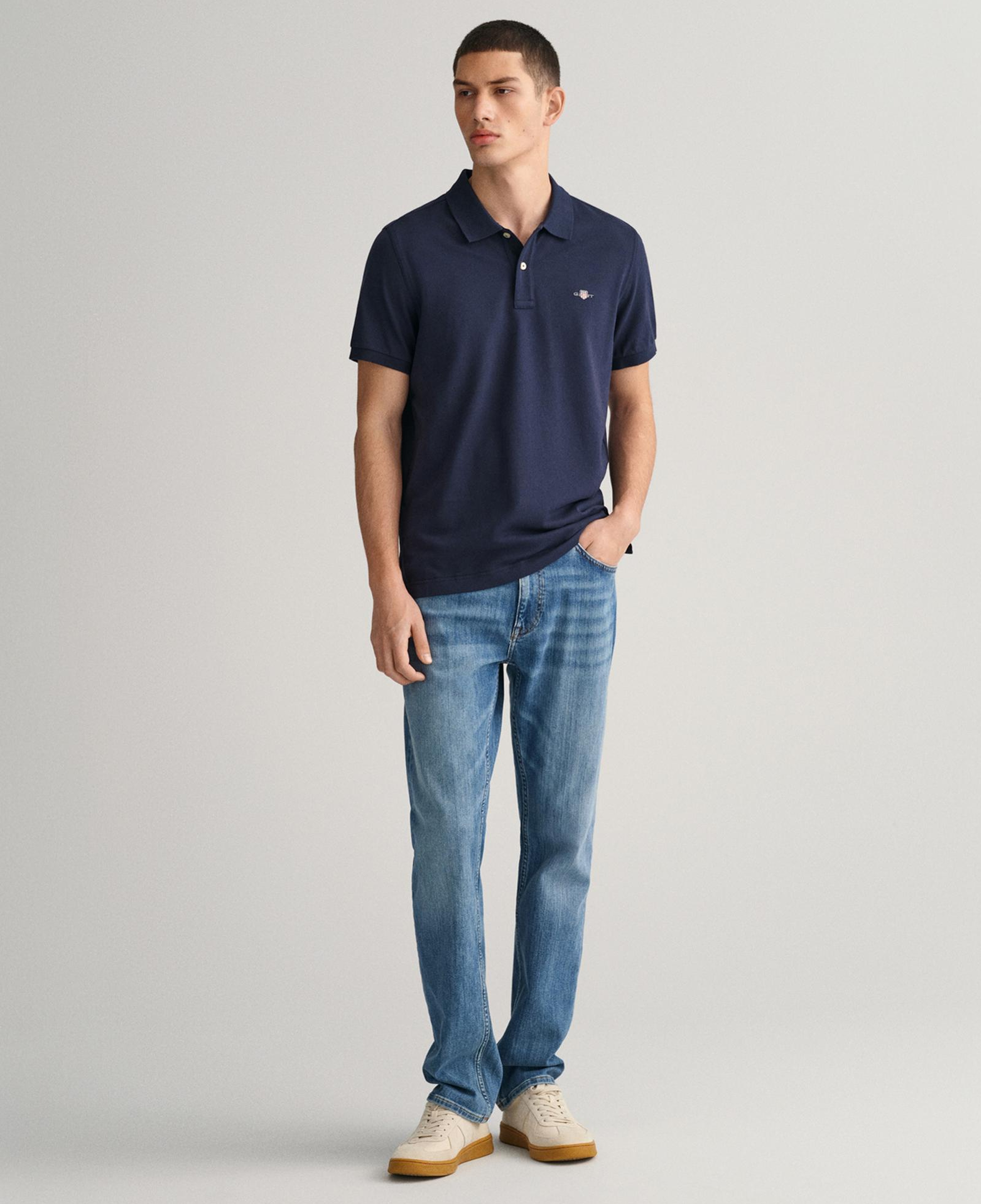 GANT Erkek Lacivert Regular Fit Logolu Polo Yaka T-Shirt