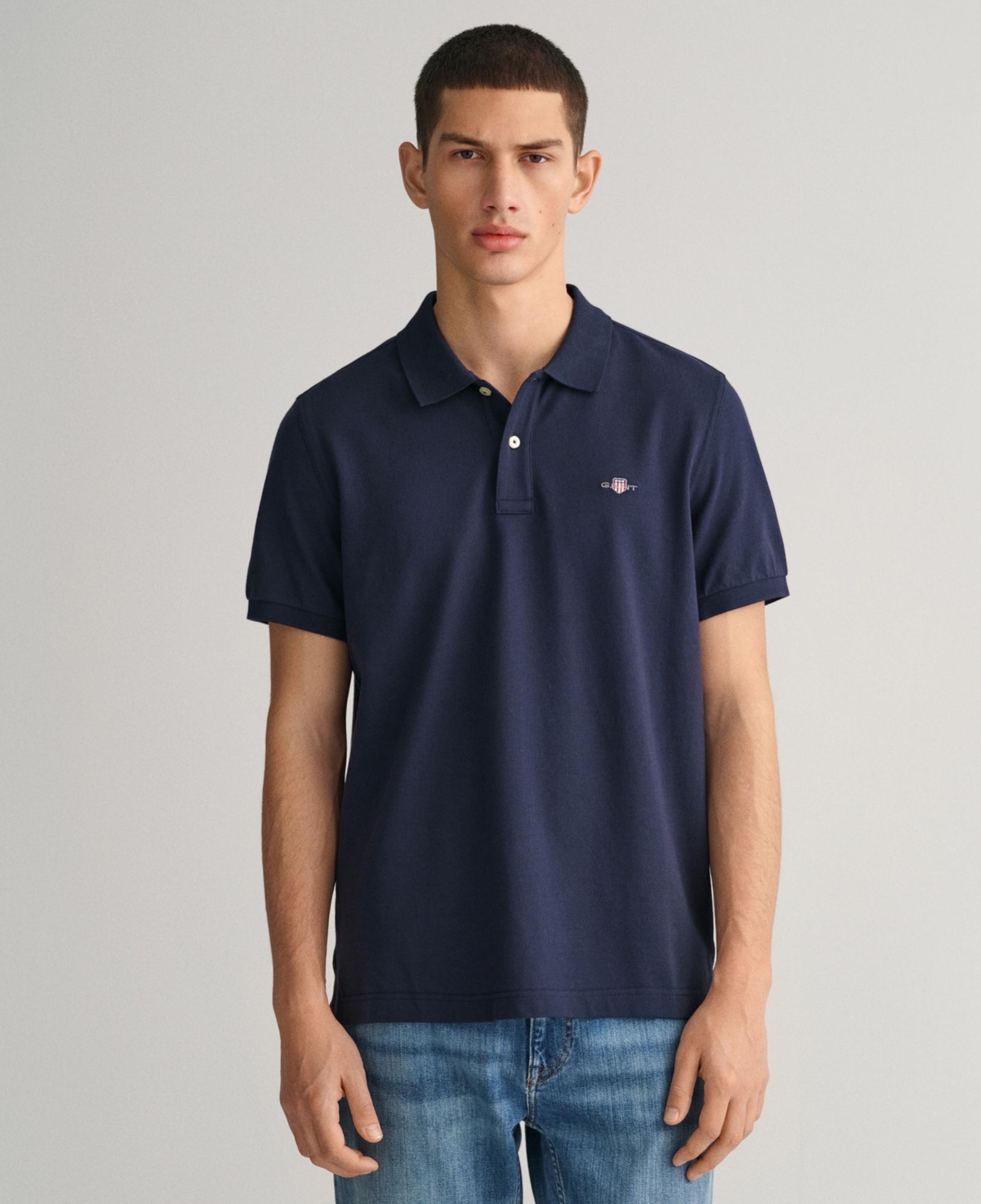 GANT Erkek Lacivert Regular Fit Logolu Polo Yaka T-Shirt