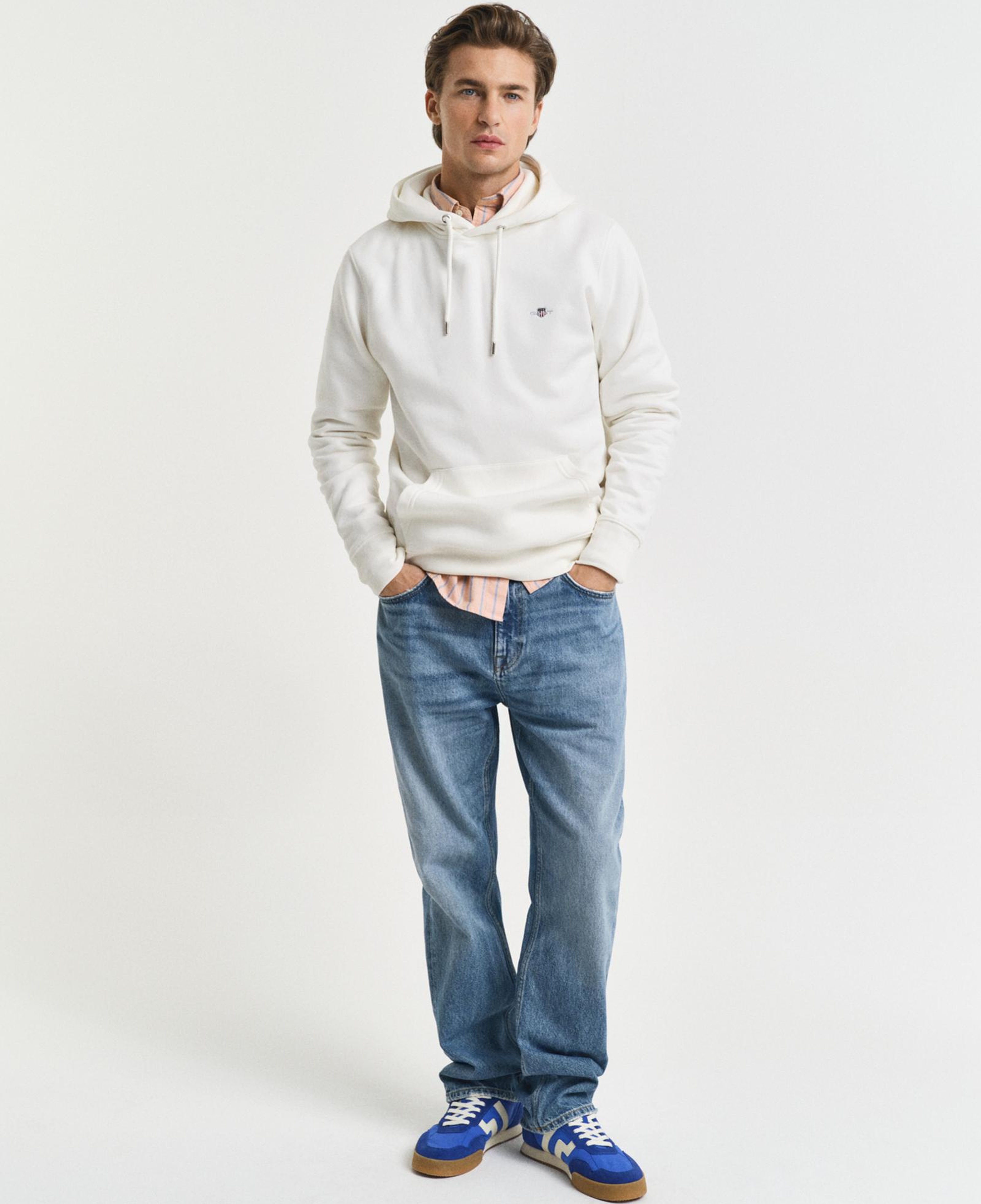 GANT Erkek Krem Regular Fit Kapüşonlu Sweatshirt