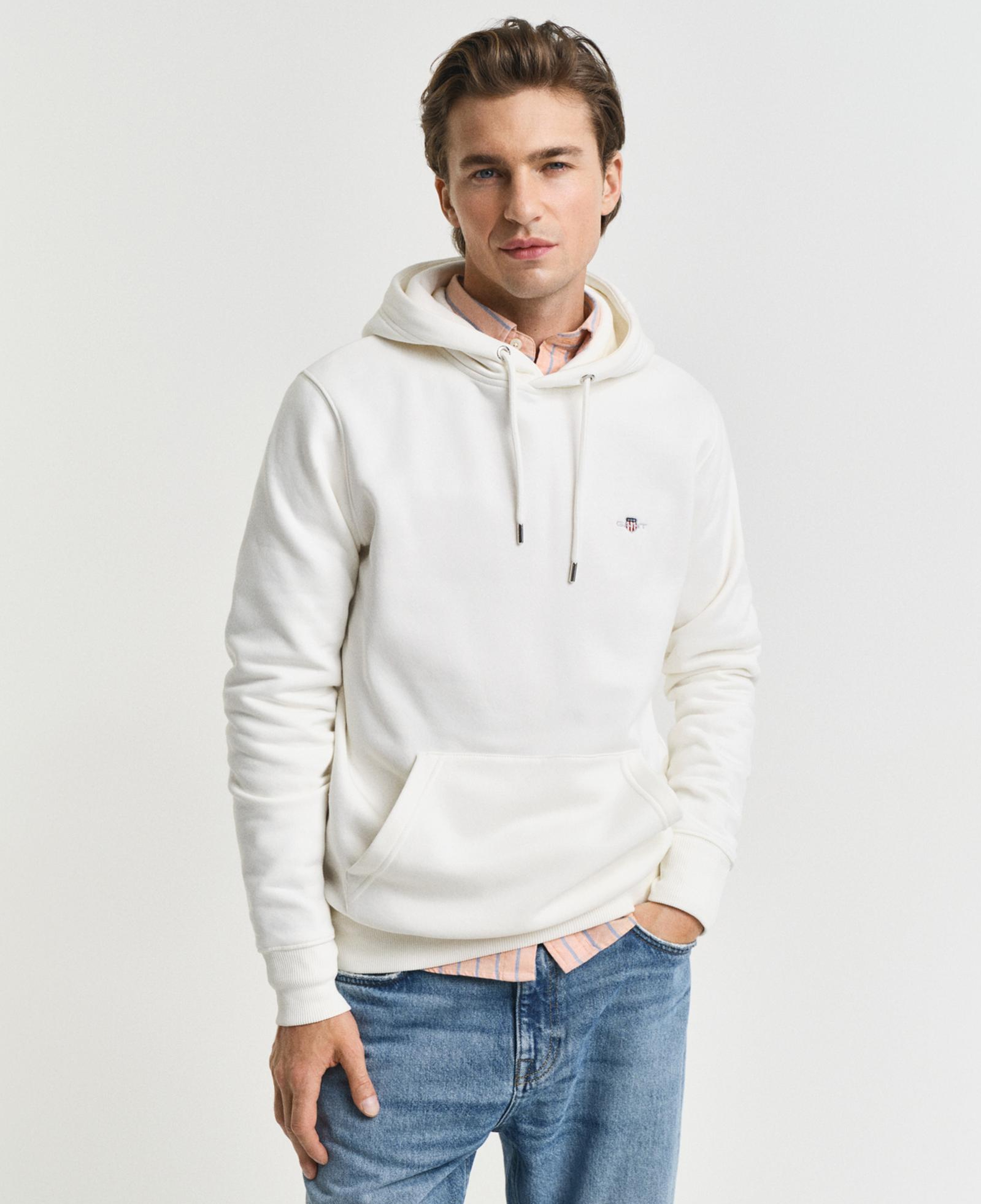 GANT Erkek Krem Regular Fit Kapüşonlu Sweatshirt