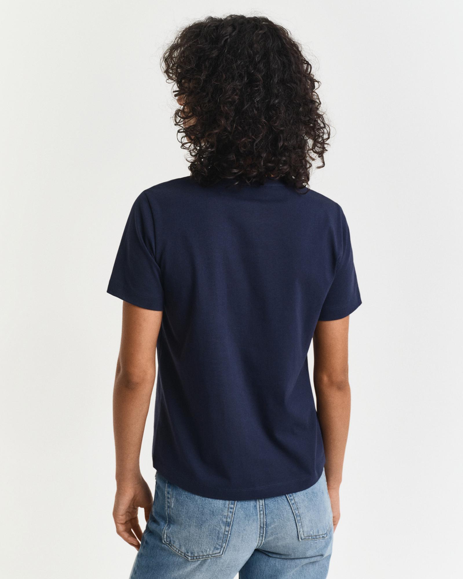 GANT Kadın Lacivert Bisiklet Yaka Regular Fit T-Shirt