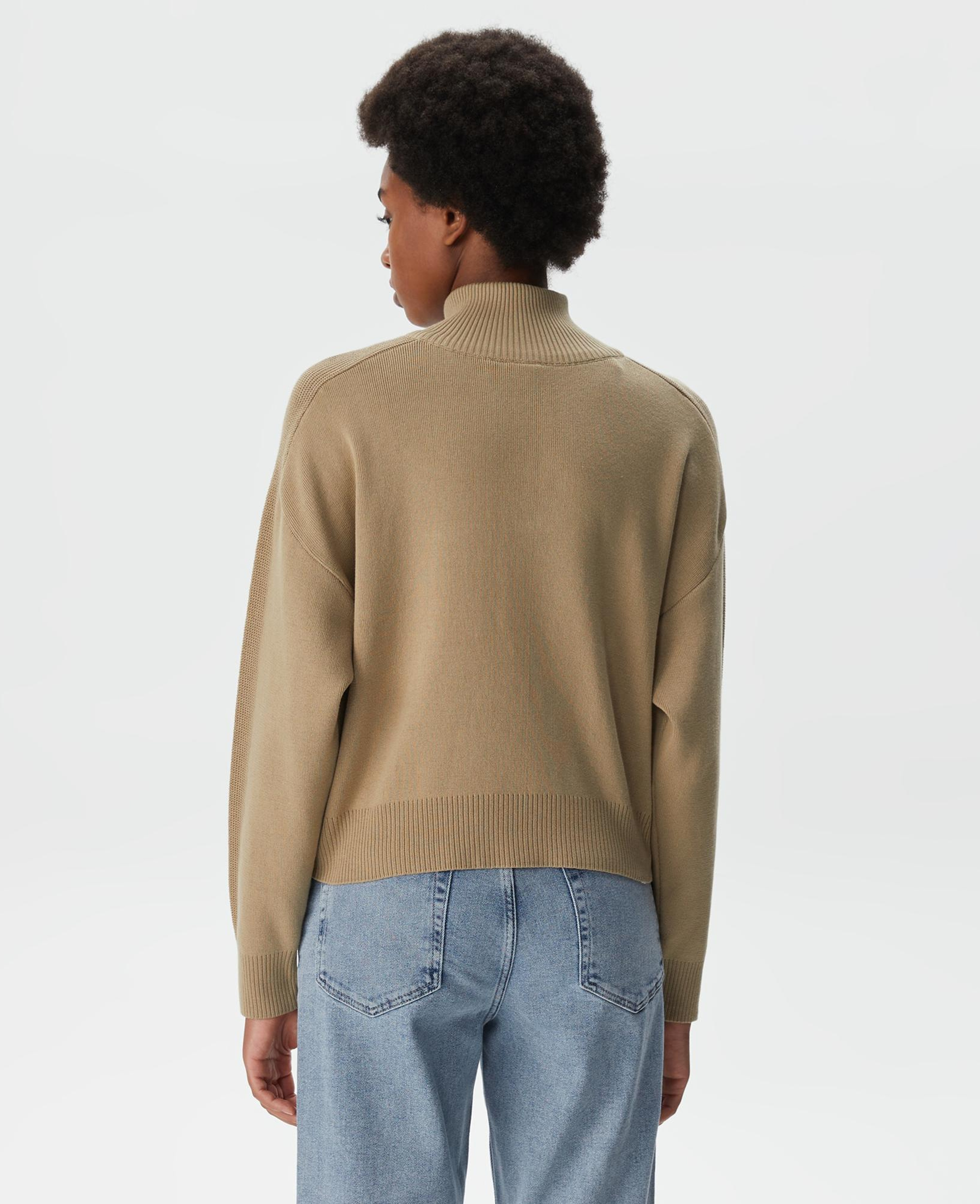 Kadın Relaxed Fit Yarım Fermuarlı Krem Triko