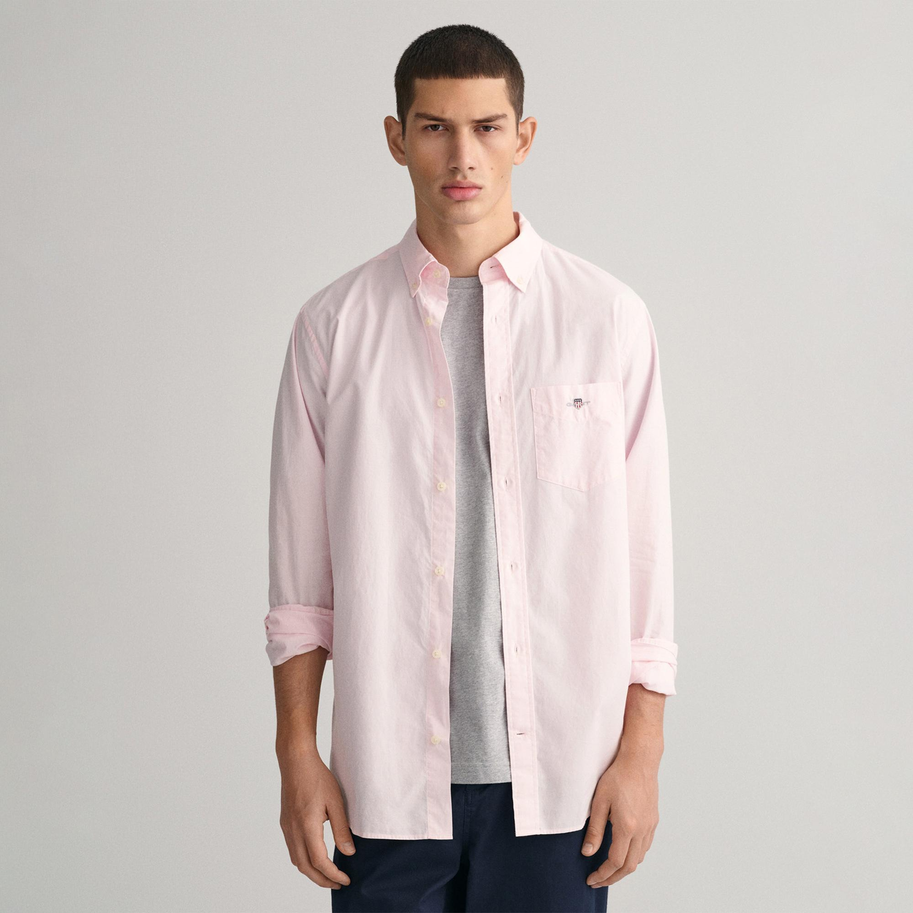 GANT Erkek Pembe Regular Fit Düğmeli Yaka Poplin Gömlek