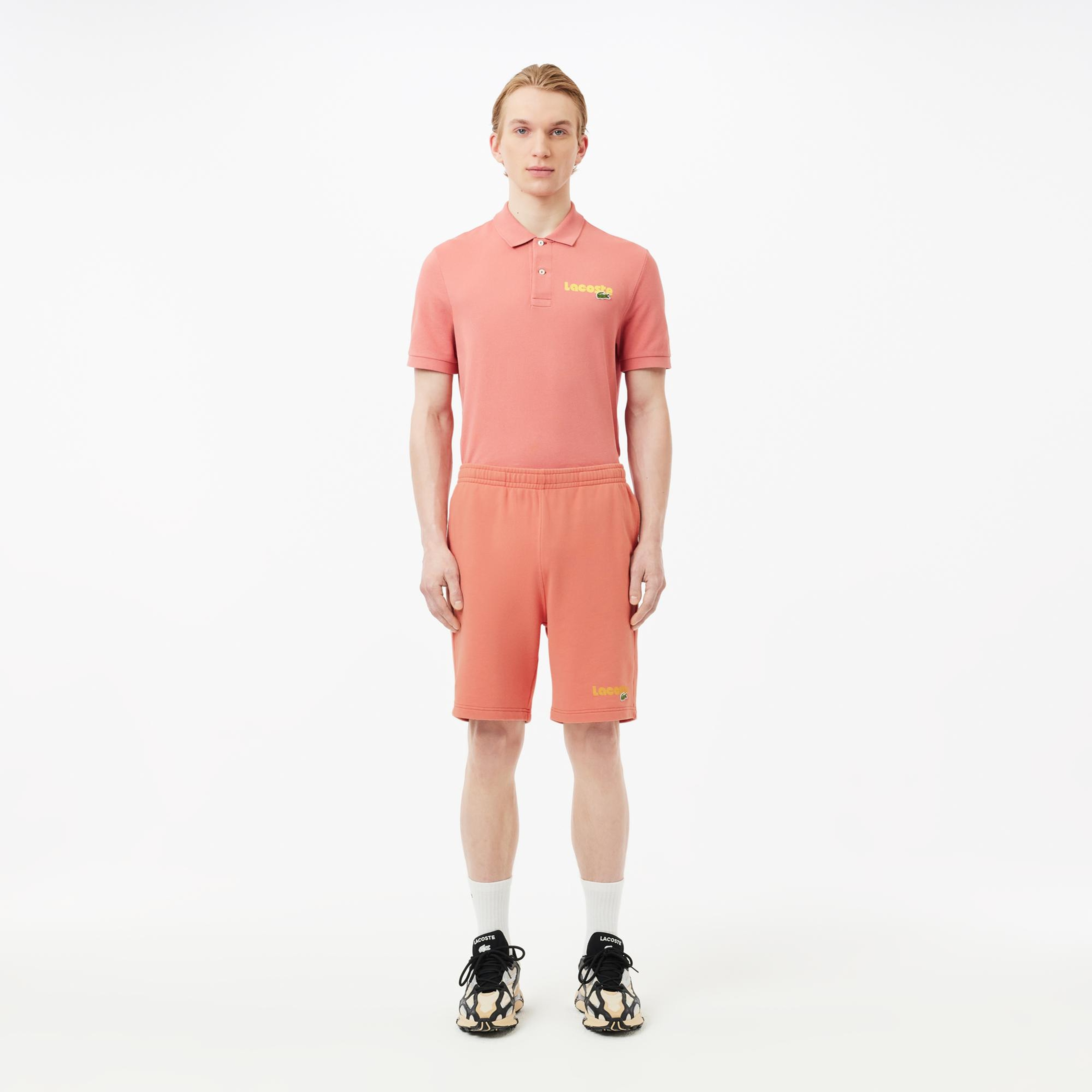 Erkek Regular Fit Baskılı Pembe Şort