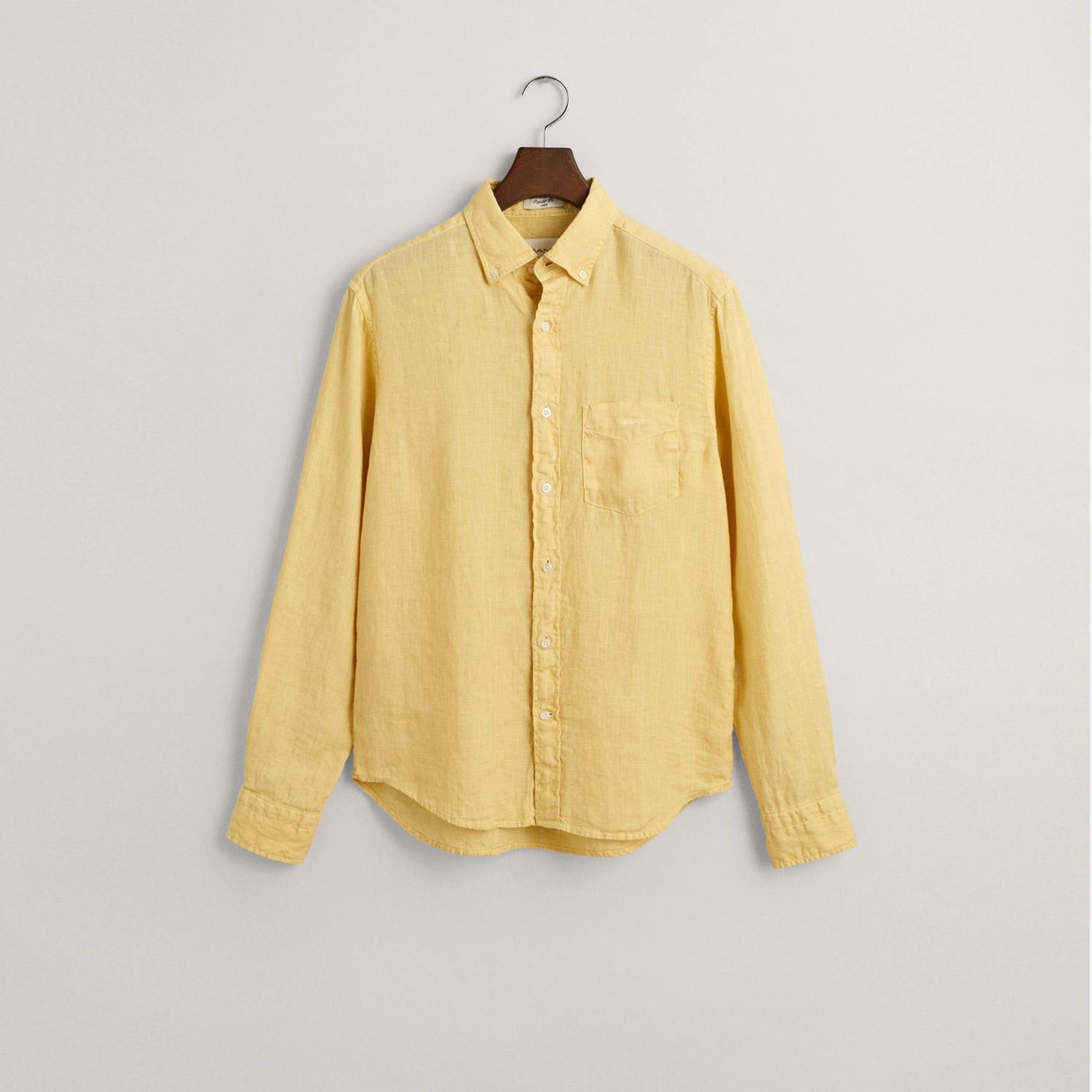 GANT Erkek Sarı Regular Fit Düğmeli Yaka Keten Gömlek