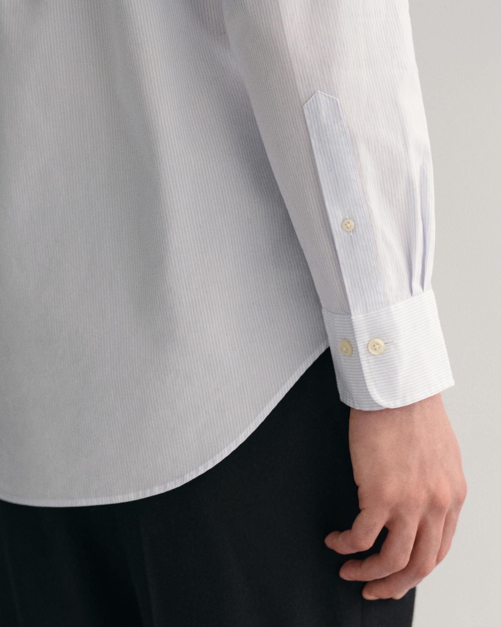 GANT Erkek Mavi Regular Fit Çizgili Düğmeli Yaka Gömlek