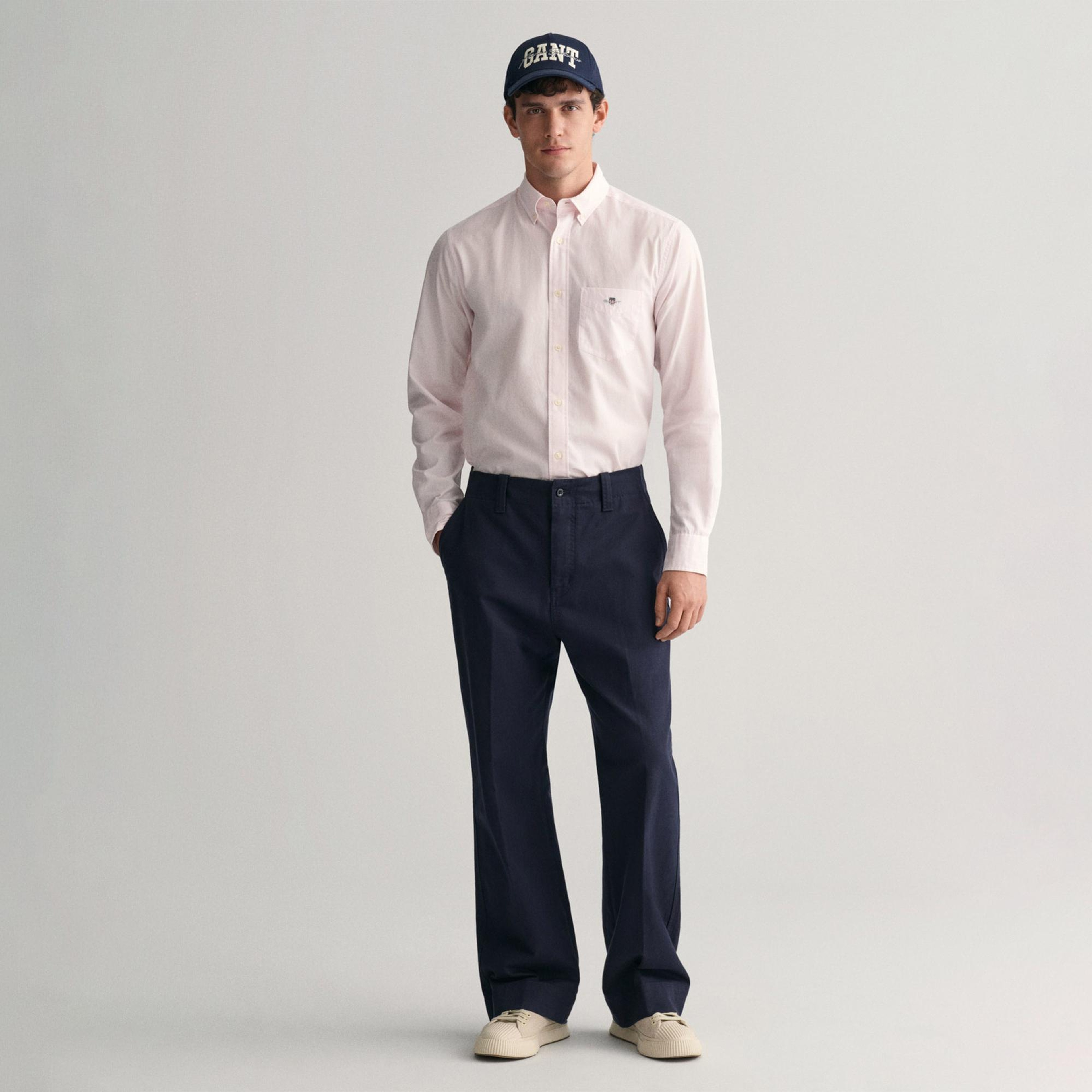 GANT Erkek Pembe Regular Fit Çizgili Düğmeli Yaka Gömlek