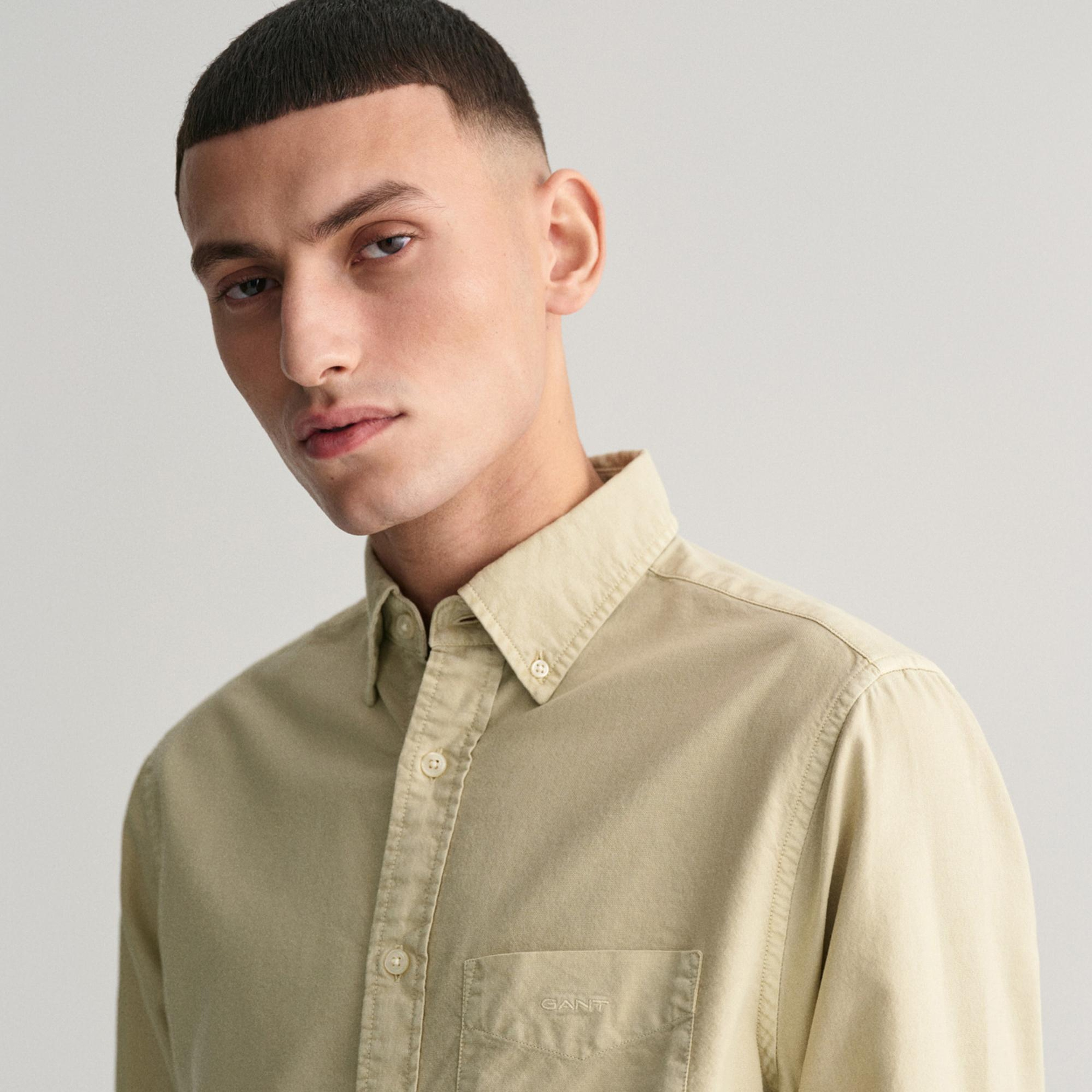 GANT Erkek Bej Regular Fit Düğmeli Yaka Oxford Gömlek