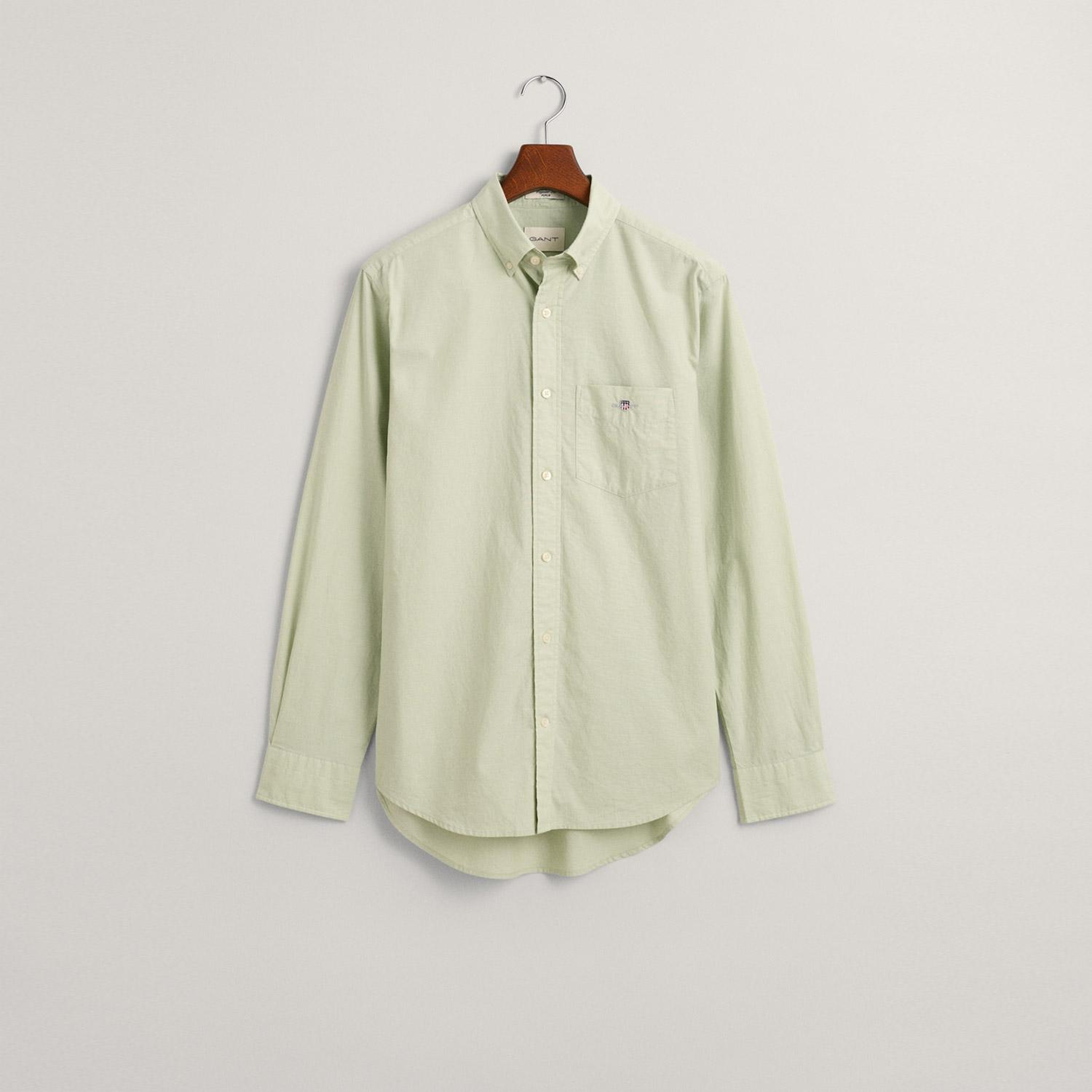 GANT Erkek Yeşil Regular Fit Düğmeli Yaka Poplin Gömlek
