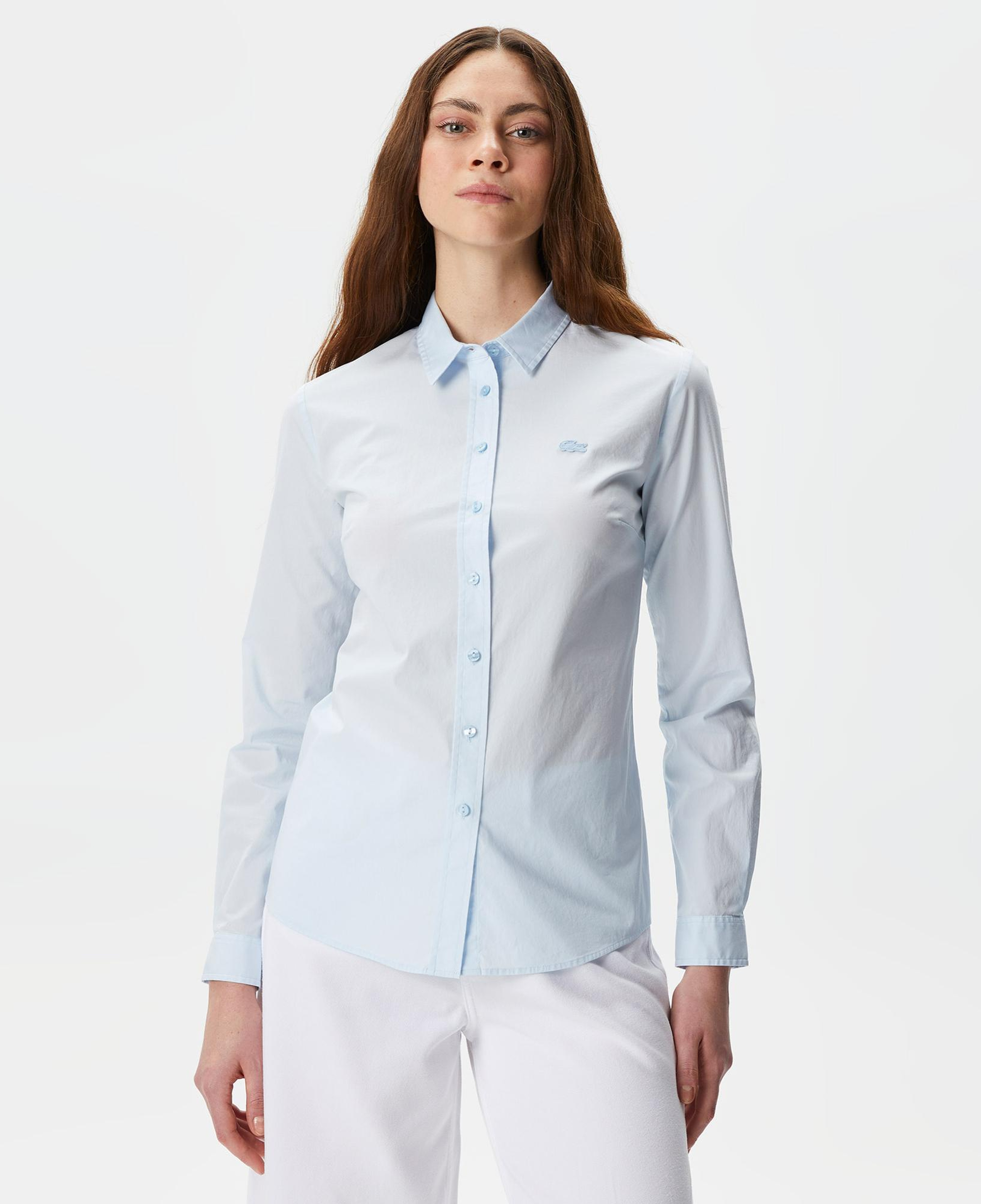 Kadın Slim Fit Mavi Gömlek