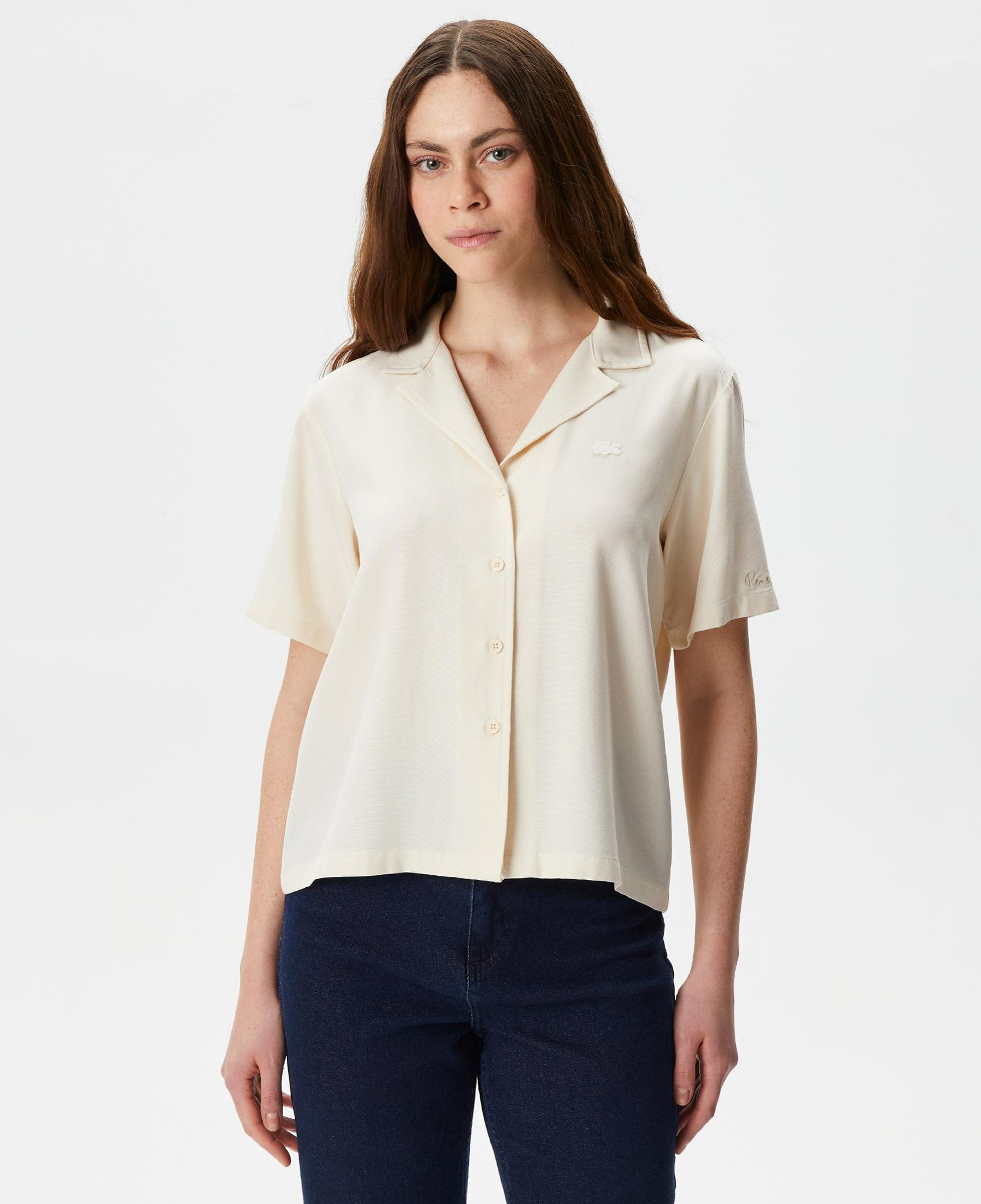 Kadın Relaxed Fit Kısa Kollu Beyaz Gömlek