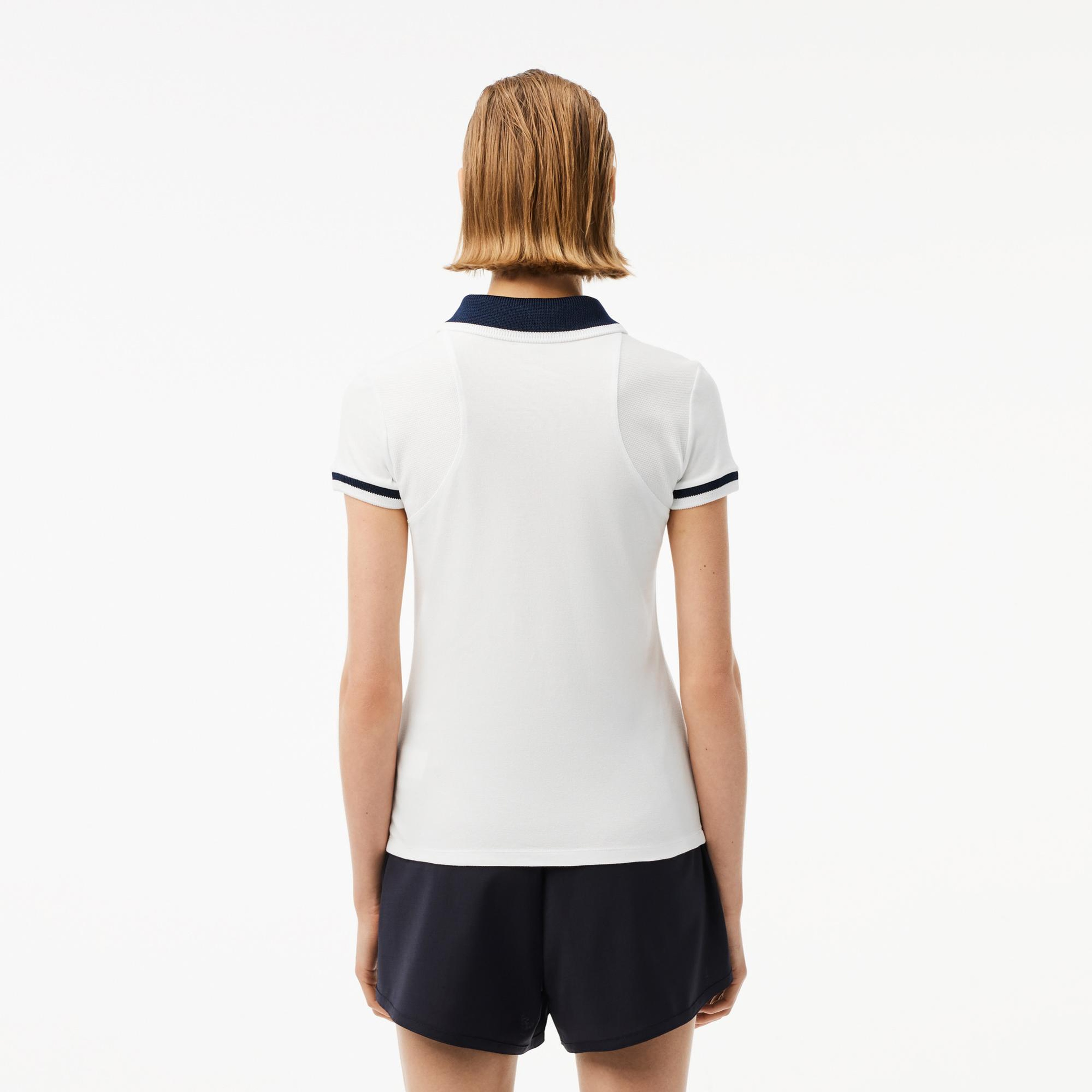 Kadın Slim Fit Beyaz Polo