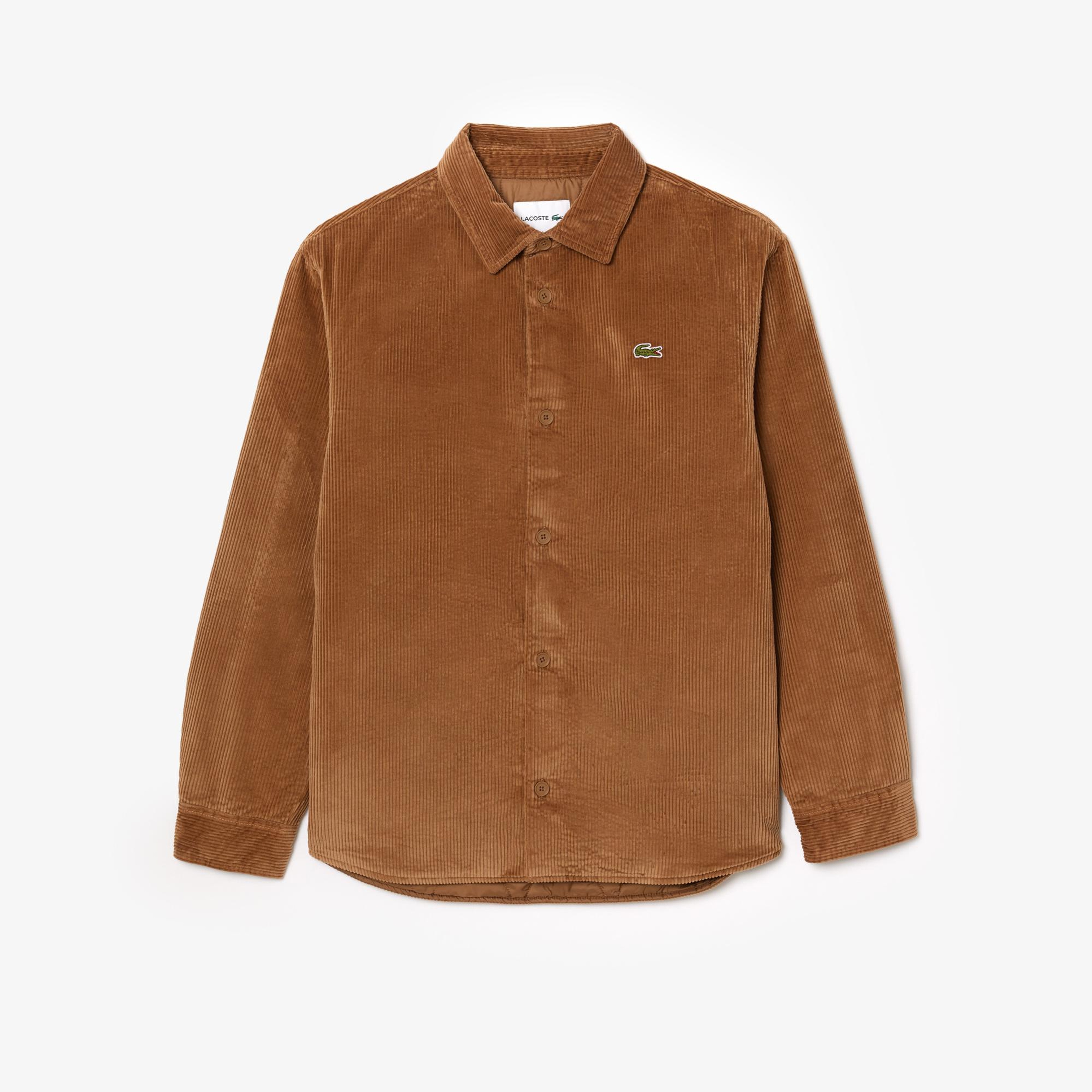 Erkek Relaxed Fit Kadife Kahverengi Dış Gömlek
