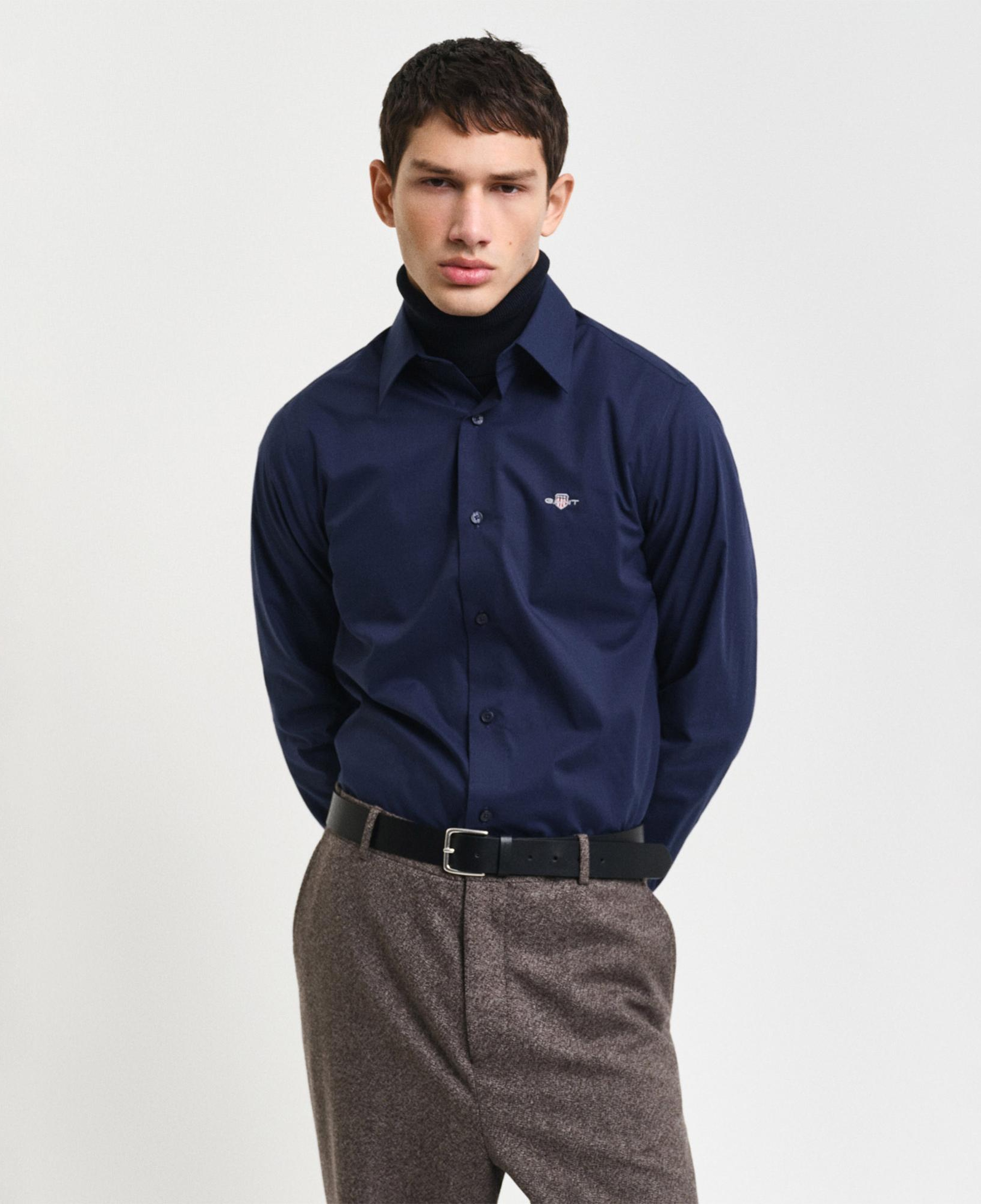 Gant Erkek Lacivert Slim Fit Gömlek