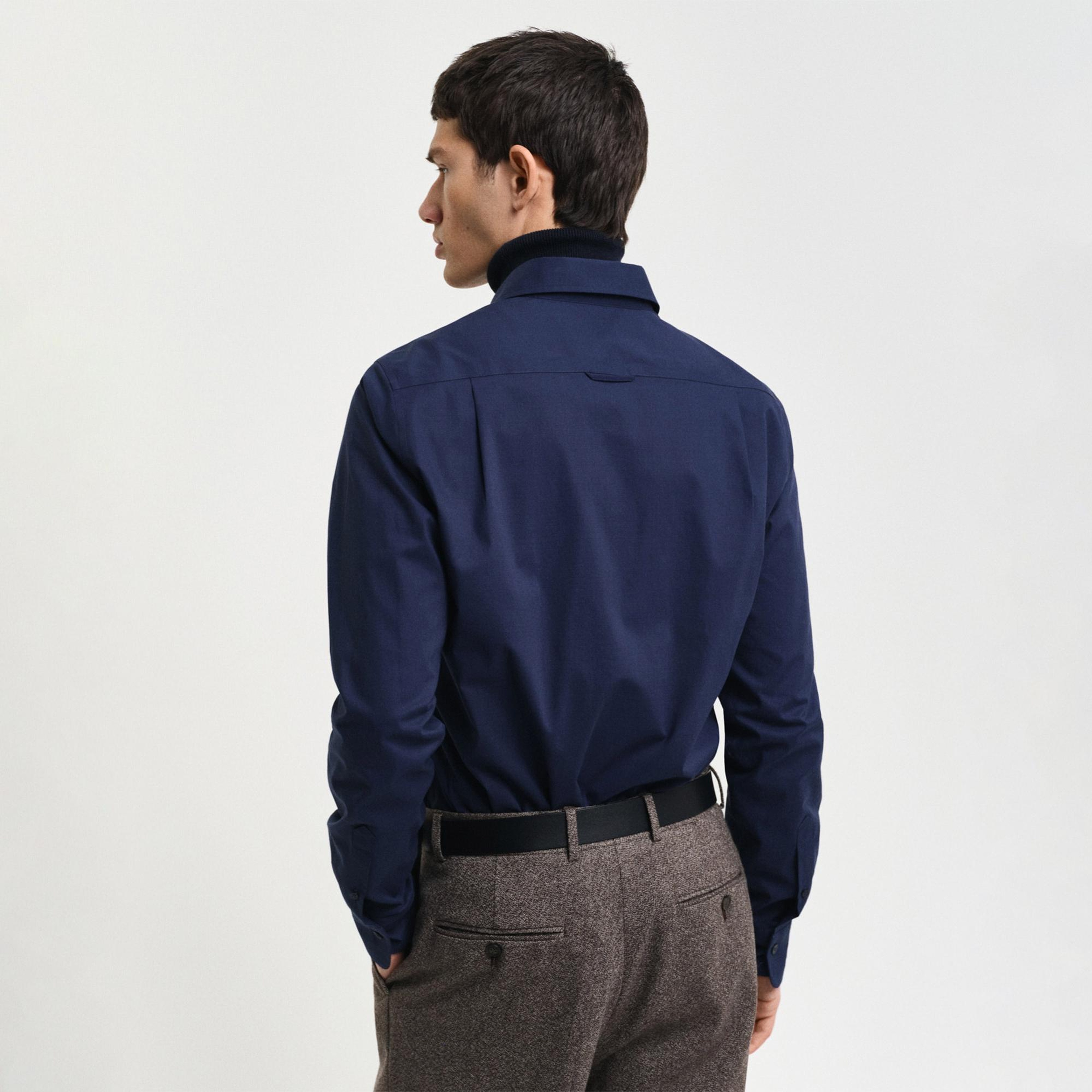 Gant Erkek Lacivert Slim Fit Gömlek