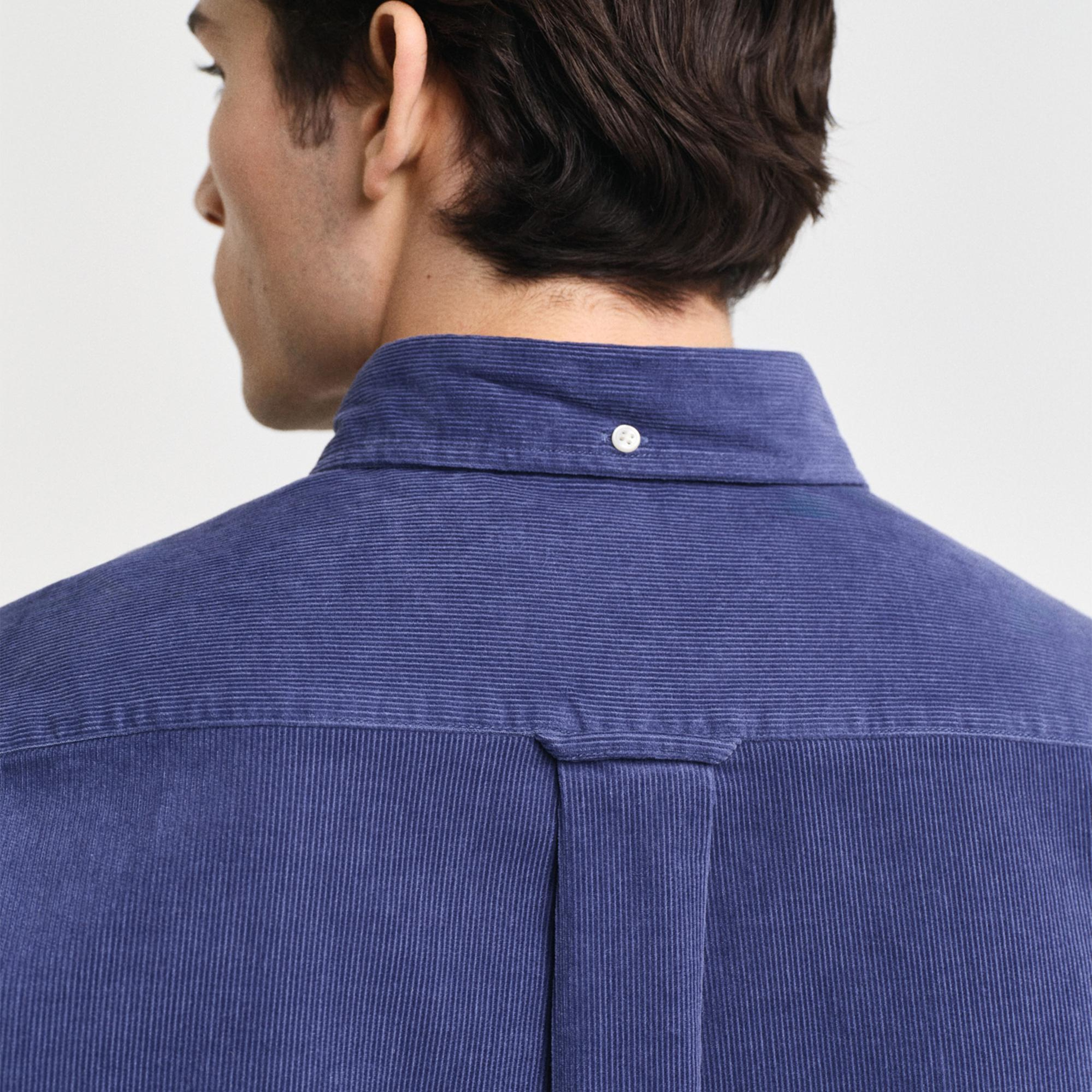 GANT Erkek Lacivert Regular Fit Düğmeli Yaka Kadife Gömlek
