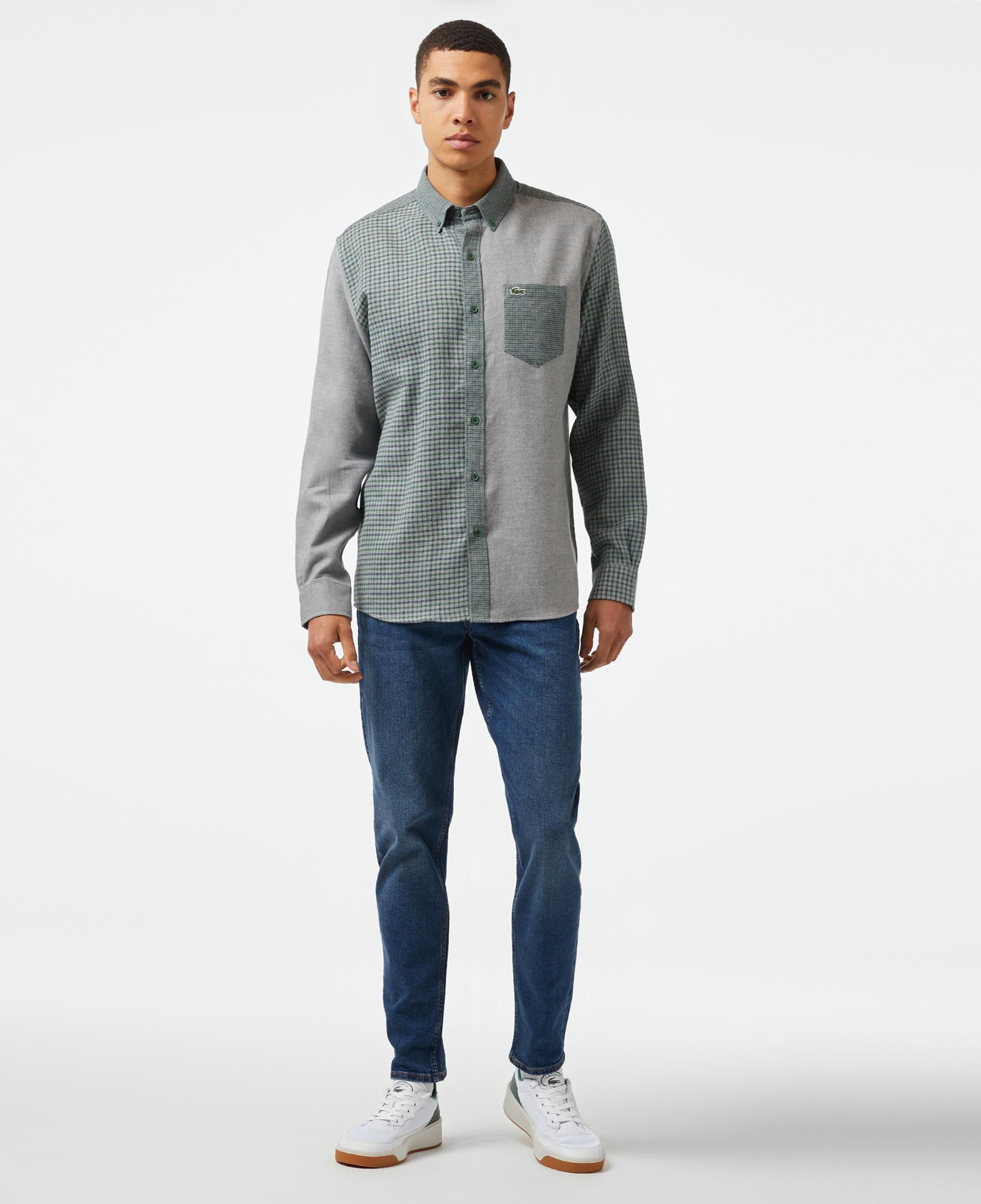 Erkek Regular Fit Ekose Koyu Yeşil Gömlek