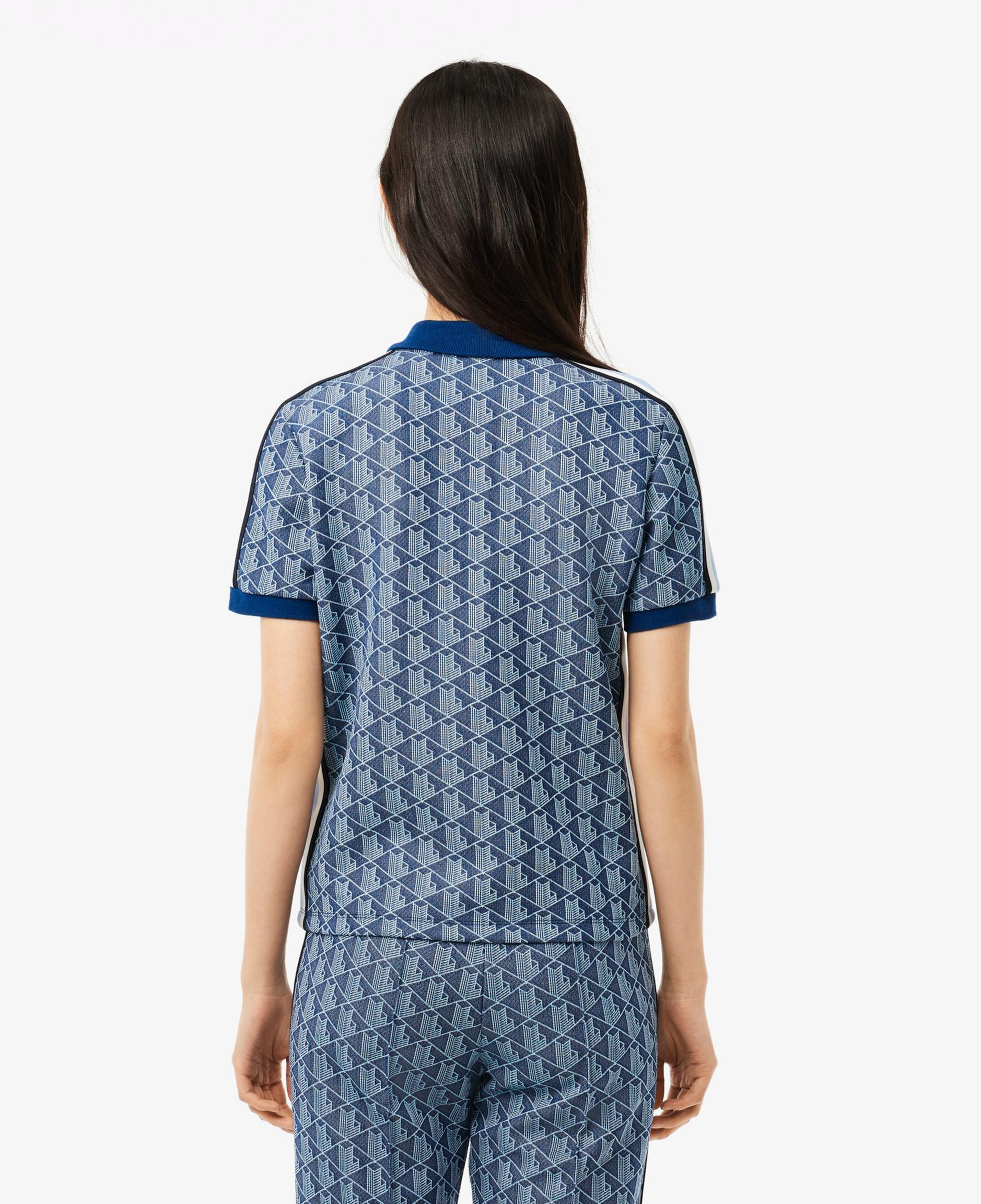 Kadın Slim Fit Monogram Koyu Mavi Polo