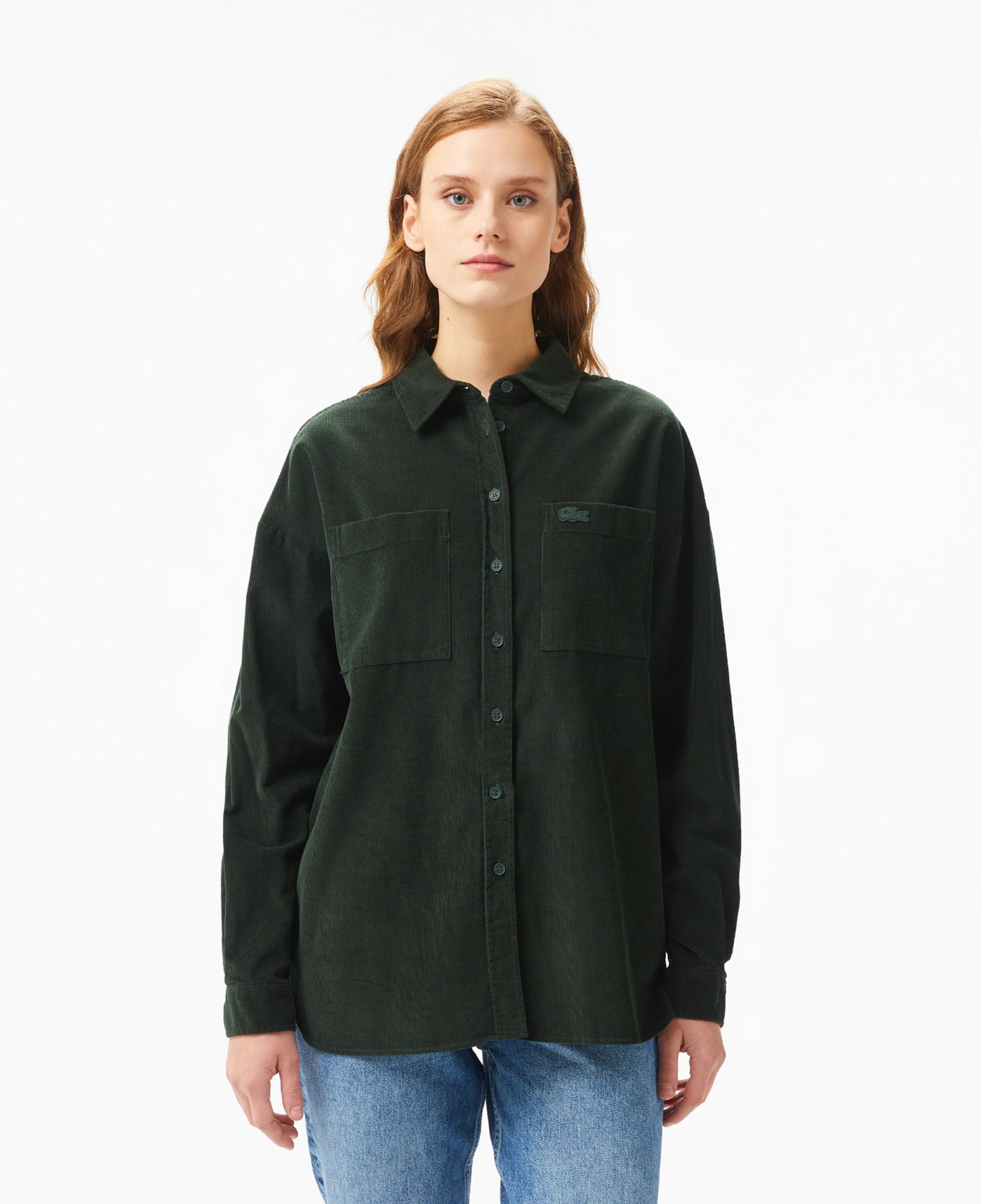 Kadın Relaxed Fit Koyu Yeşil Gömlek