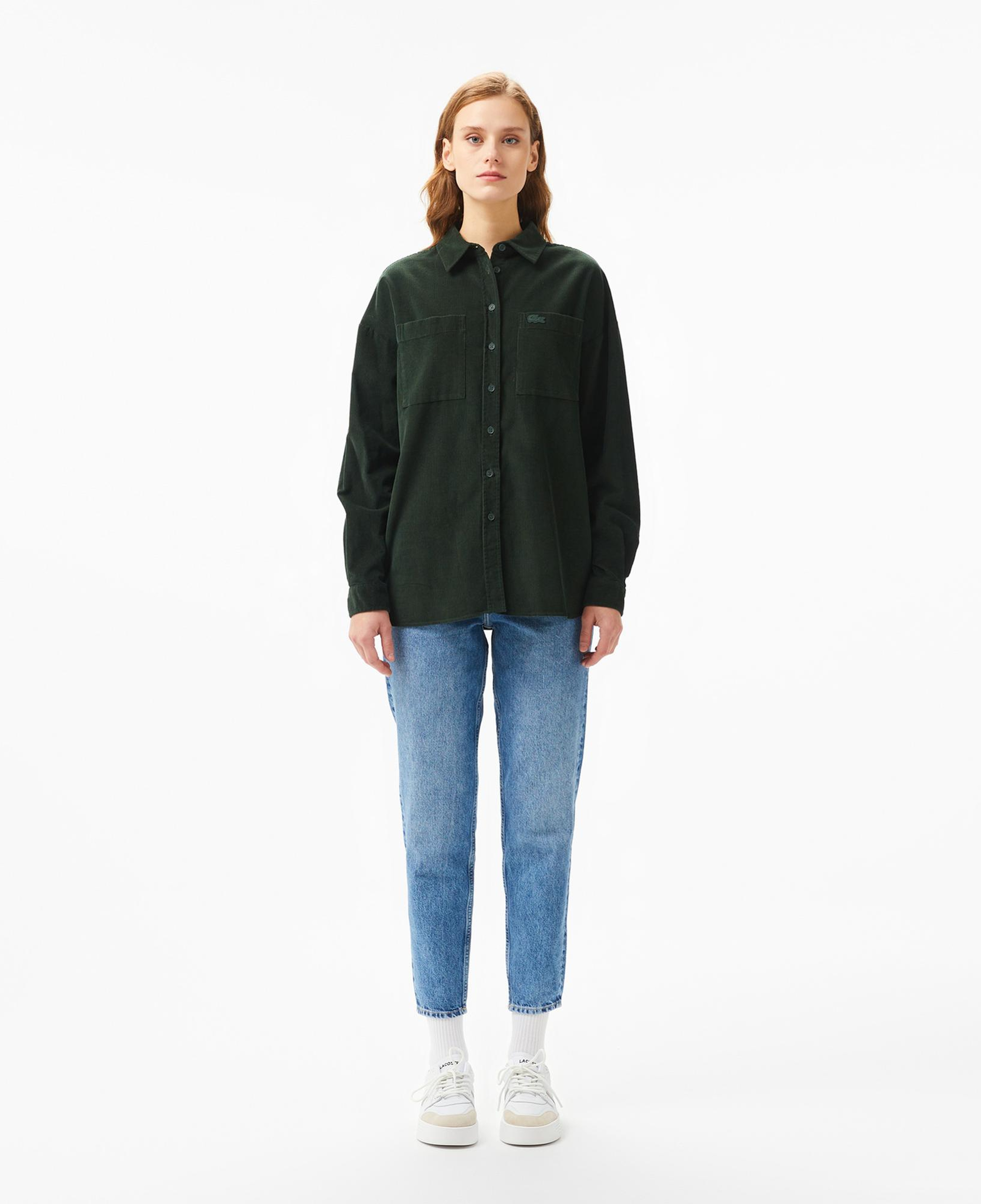 Kadın Relaxed Fit Koyu Yeşil Gömlek