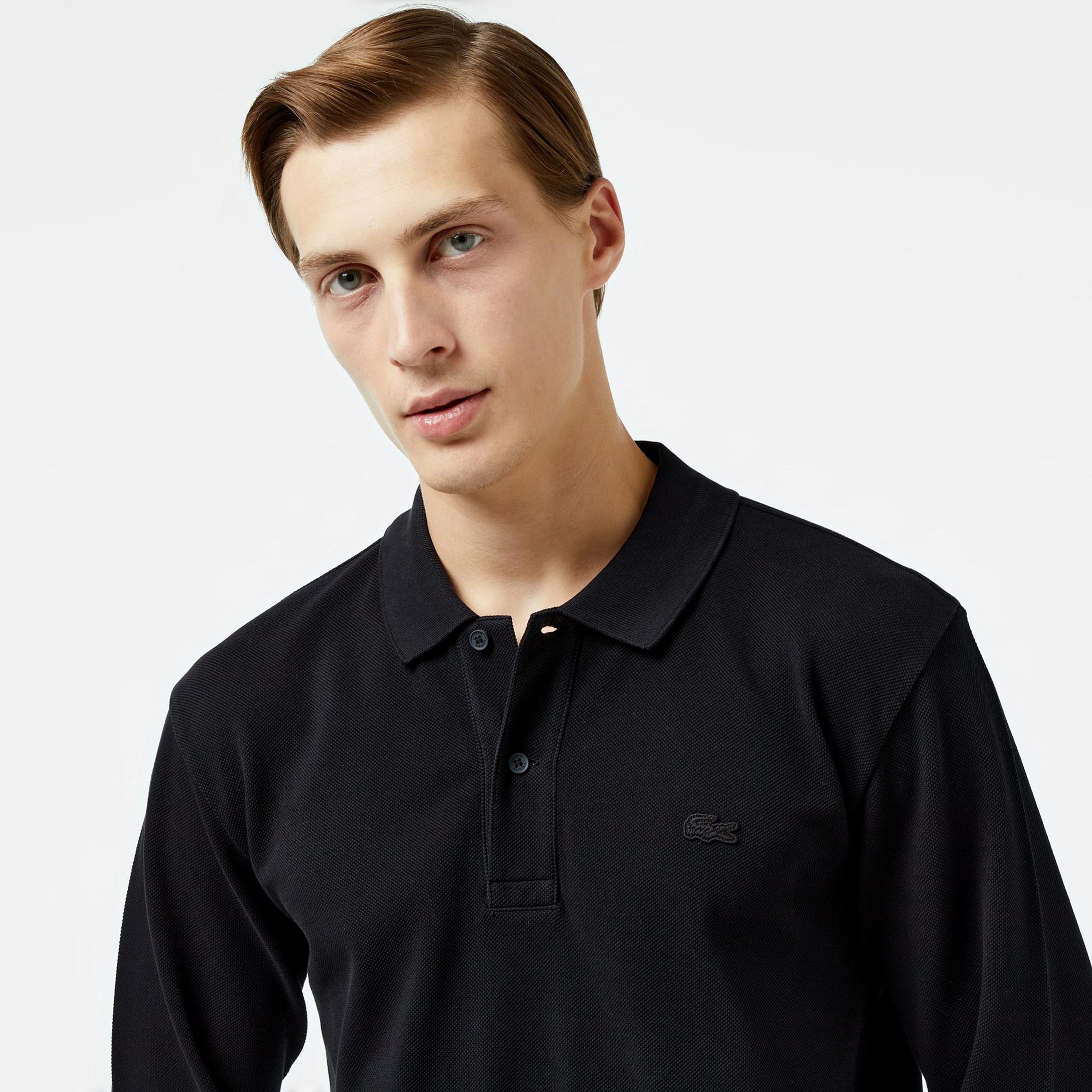 Lacoste Erkek Relaxed Fit Uzun Kollu Siyah Polo