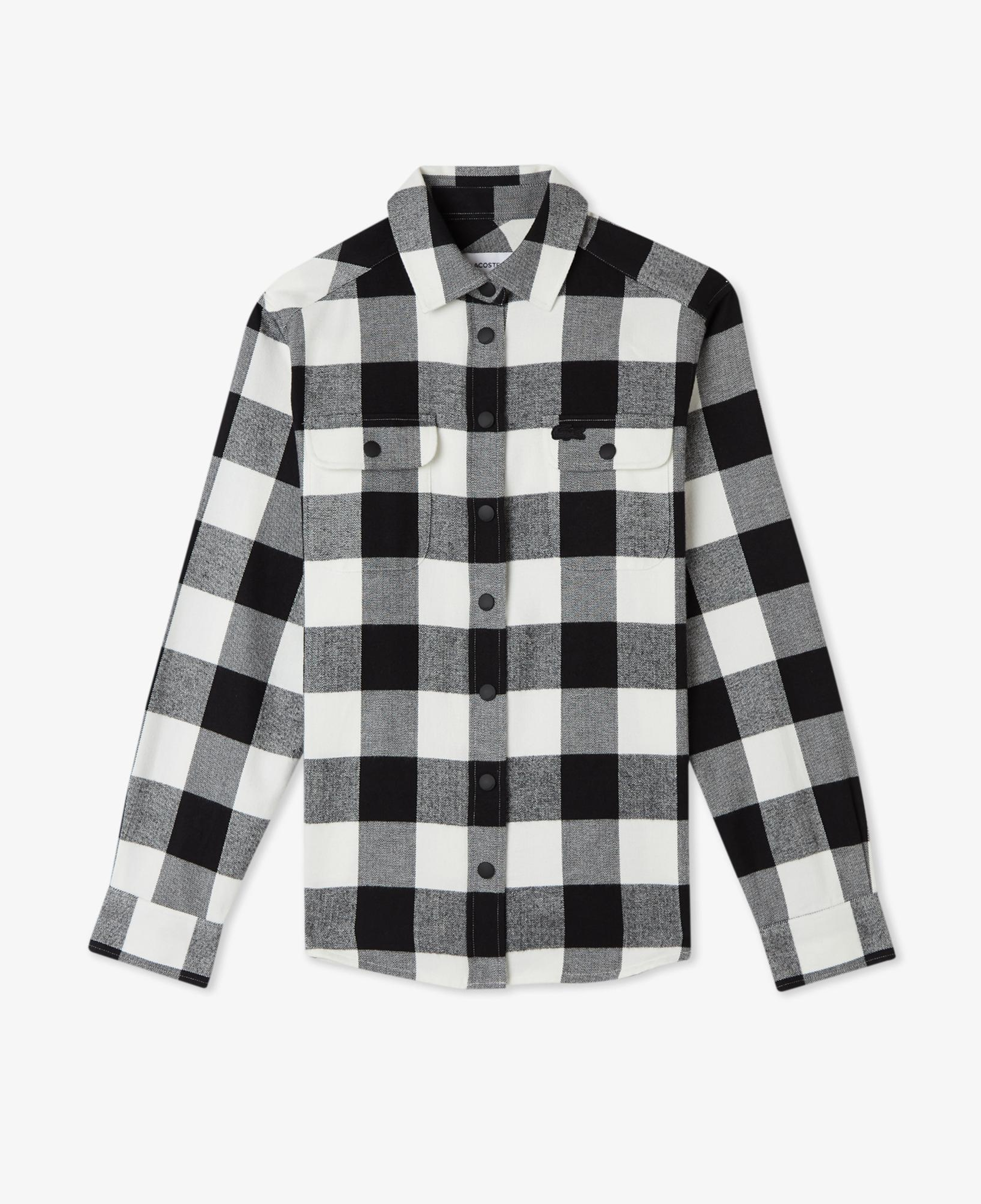 Kadın Regular Fit Ekose Siyah Gömlek