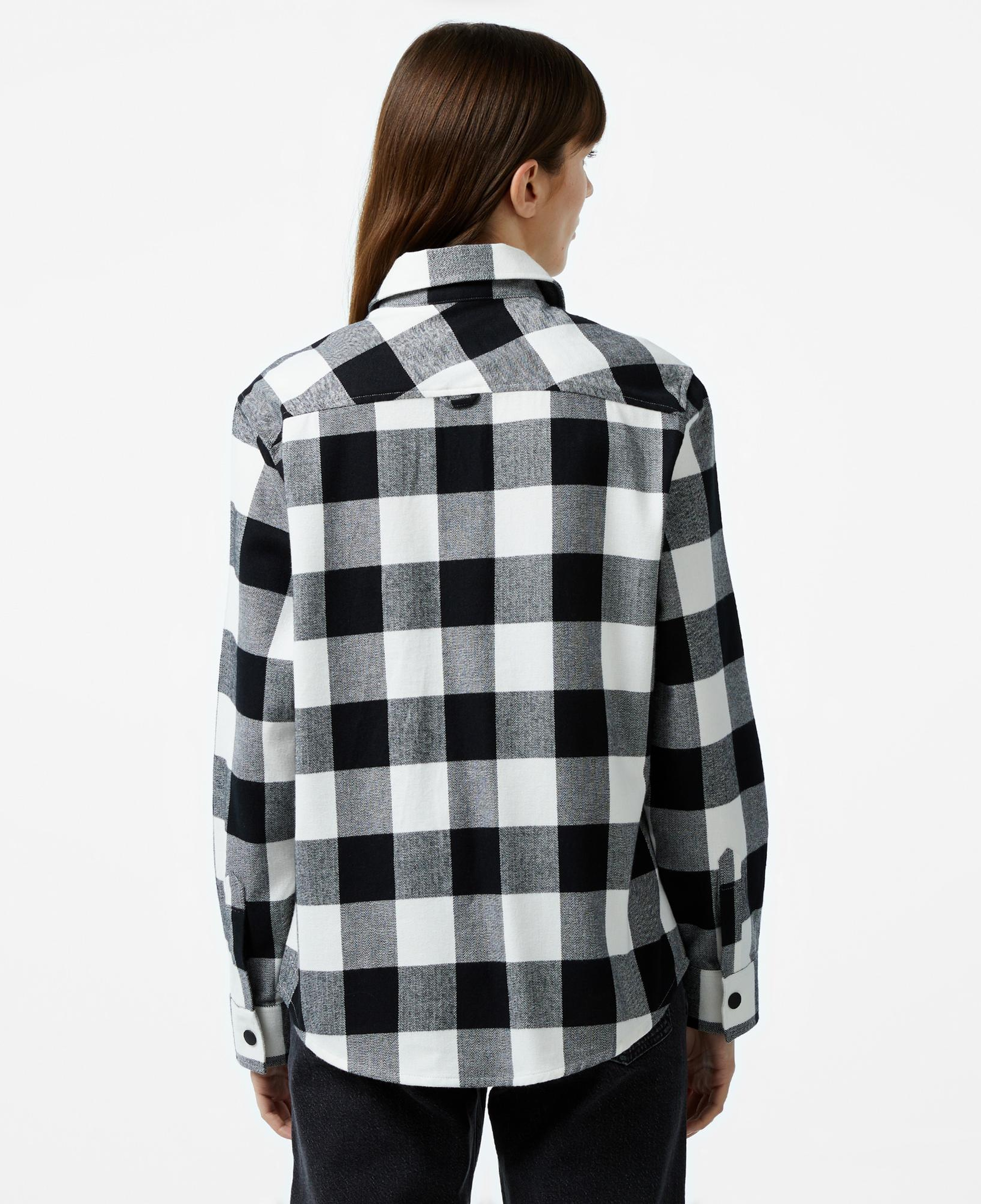 Kadın Regular Fit Ekose Siyah Gömlek