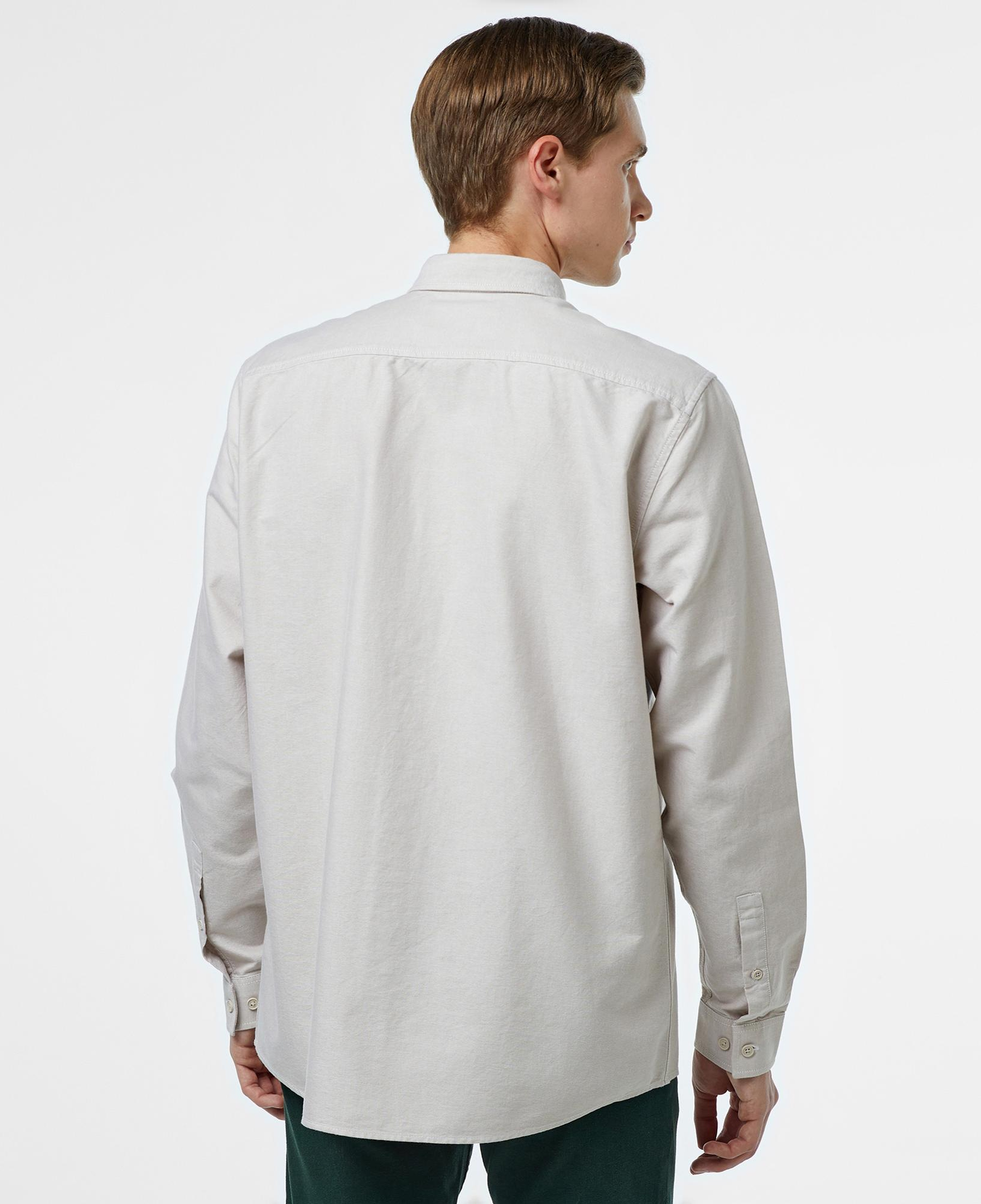 Erkek Regular Fit Düğmeli Yaka Çizgili Gri Gömlek