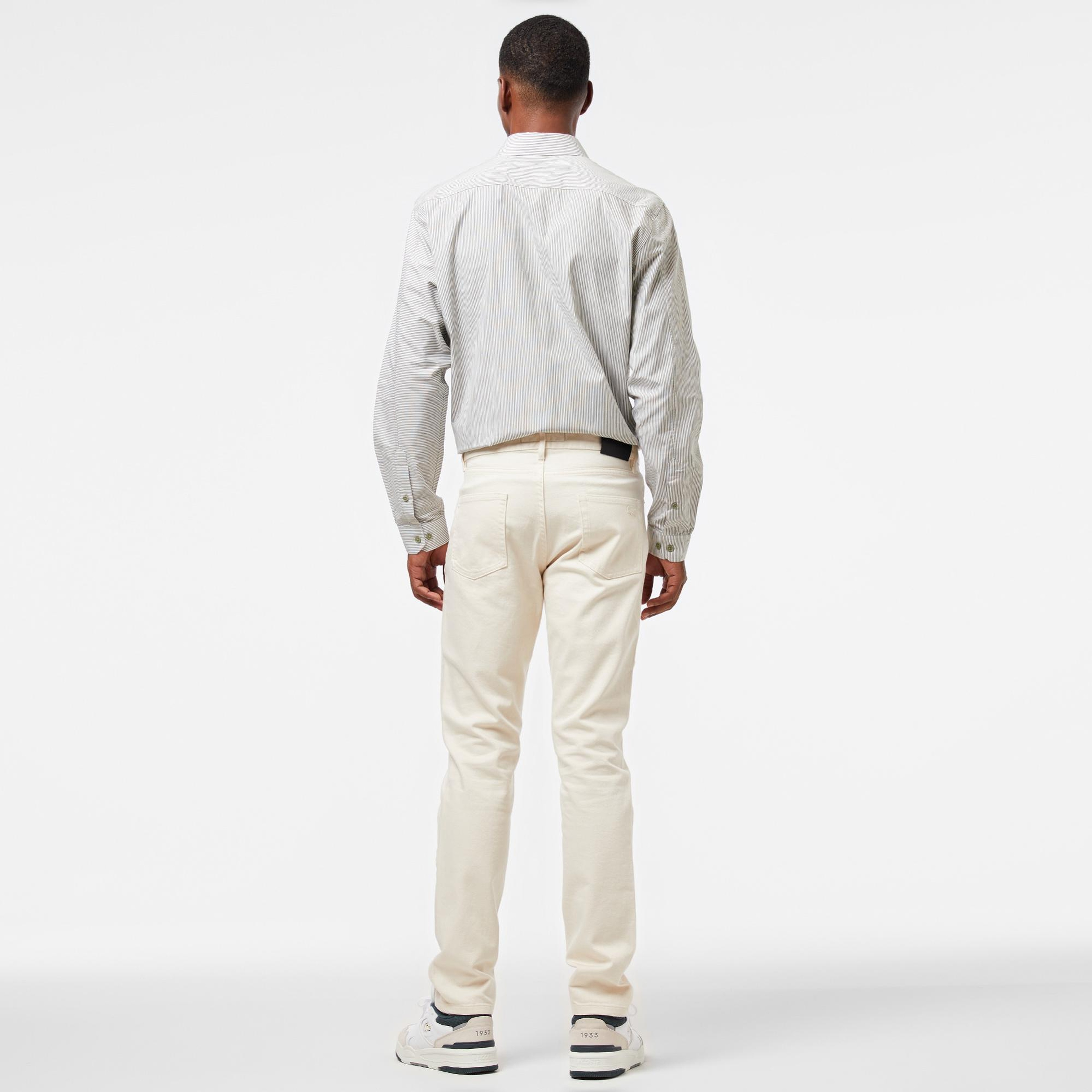 Erkek Slim Fit Chino Beyaz Pantolon