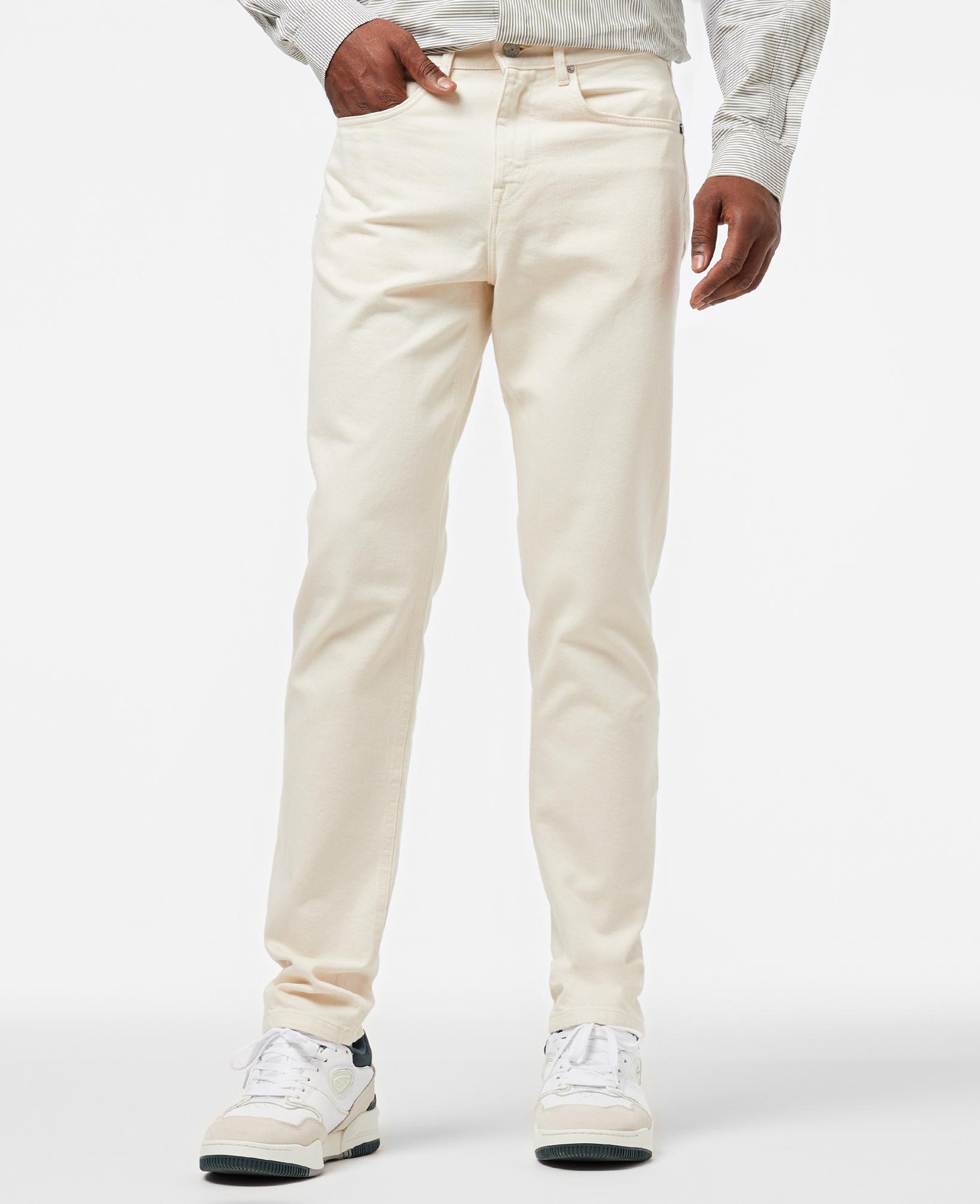 Erkek Slim Fit Chino Beyaz Pantolon