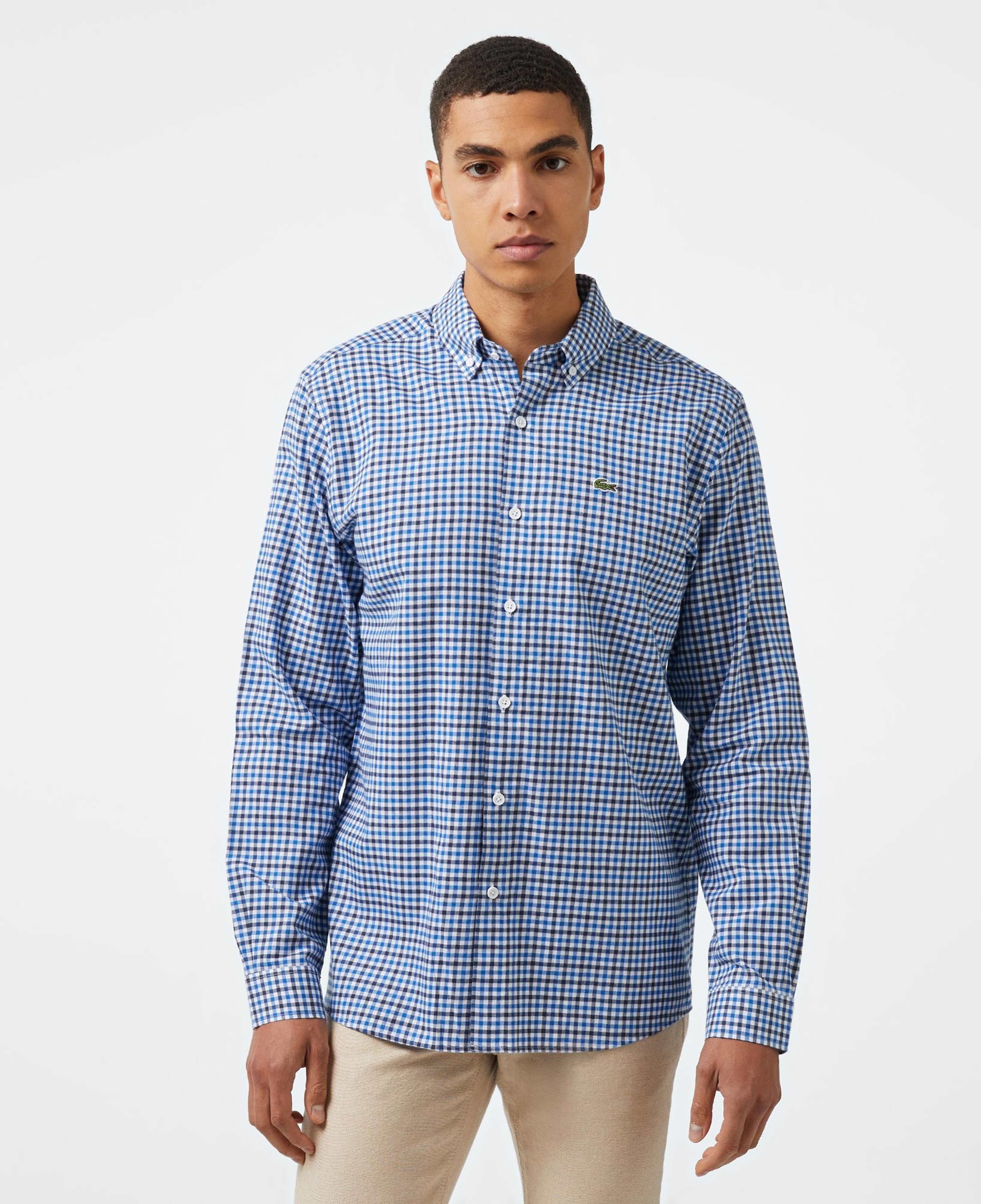 Erkek Regular Fit Kareli Lacivert Gömlek